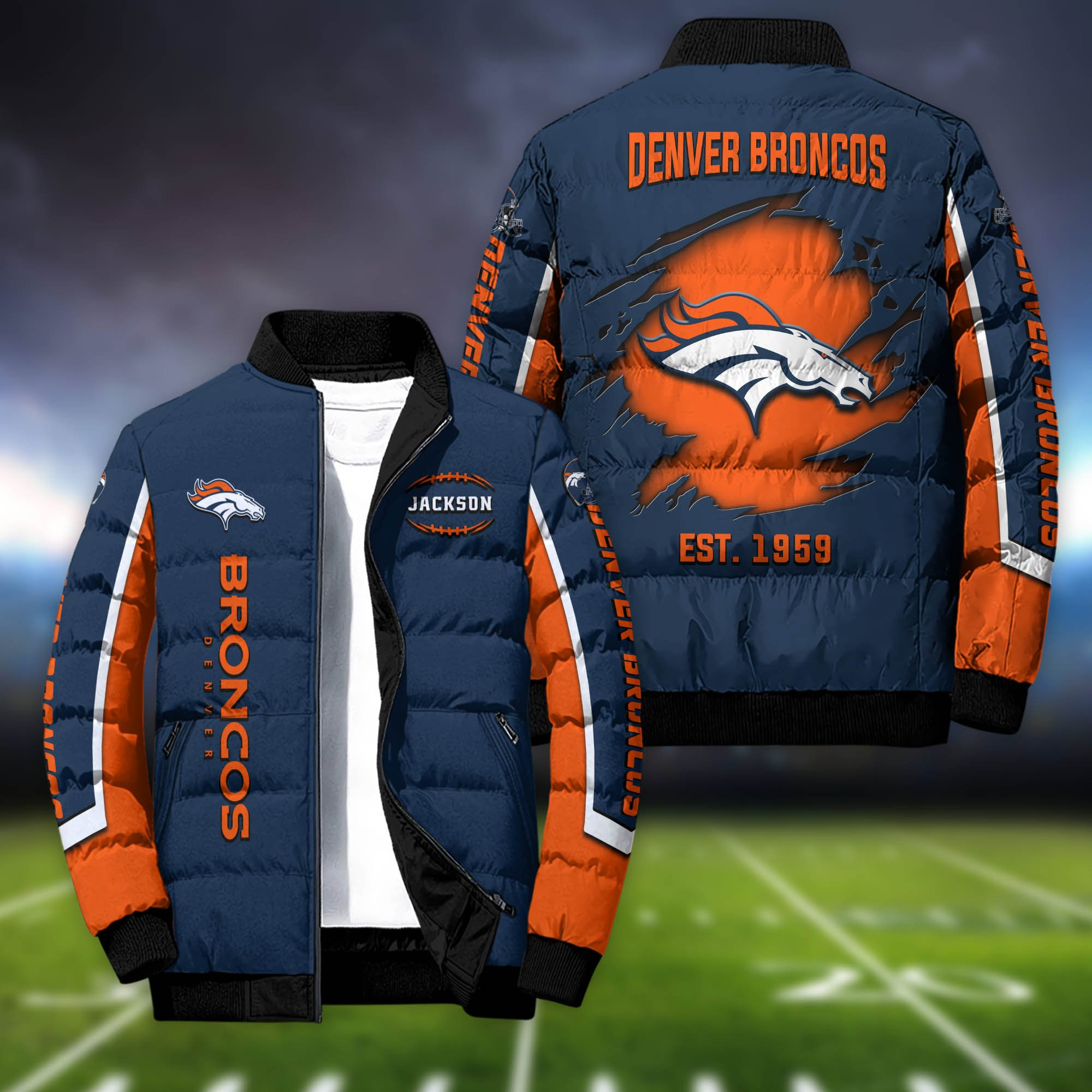 Denver Broncos Personalized Outdoor Coat Puffer Jacket