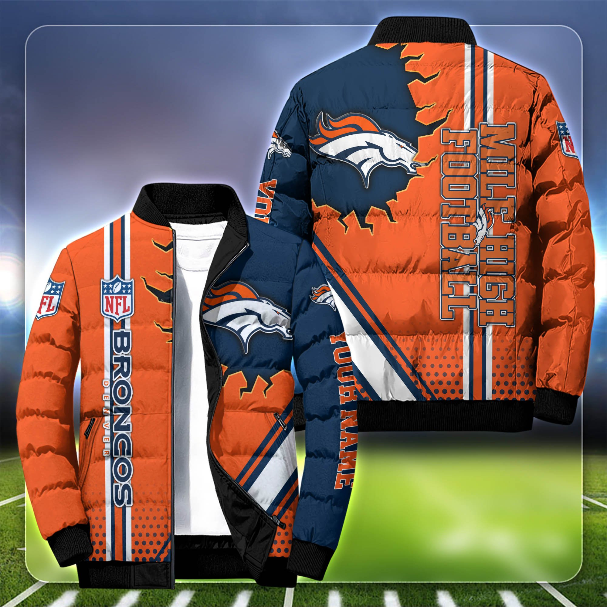 Denver Broncos Personalized Outdoor Coat Puffer Jacket