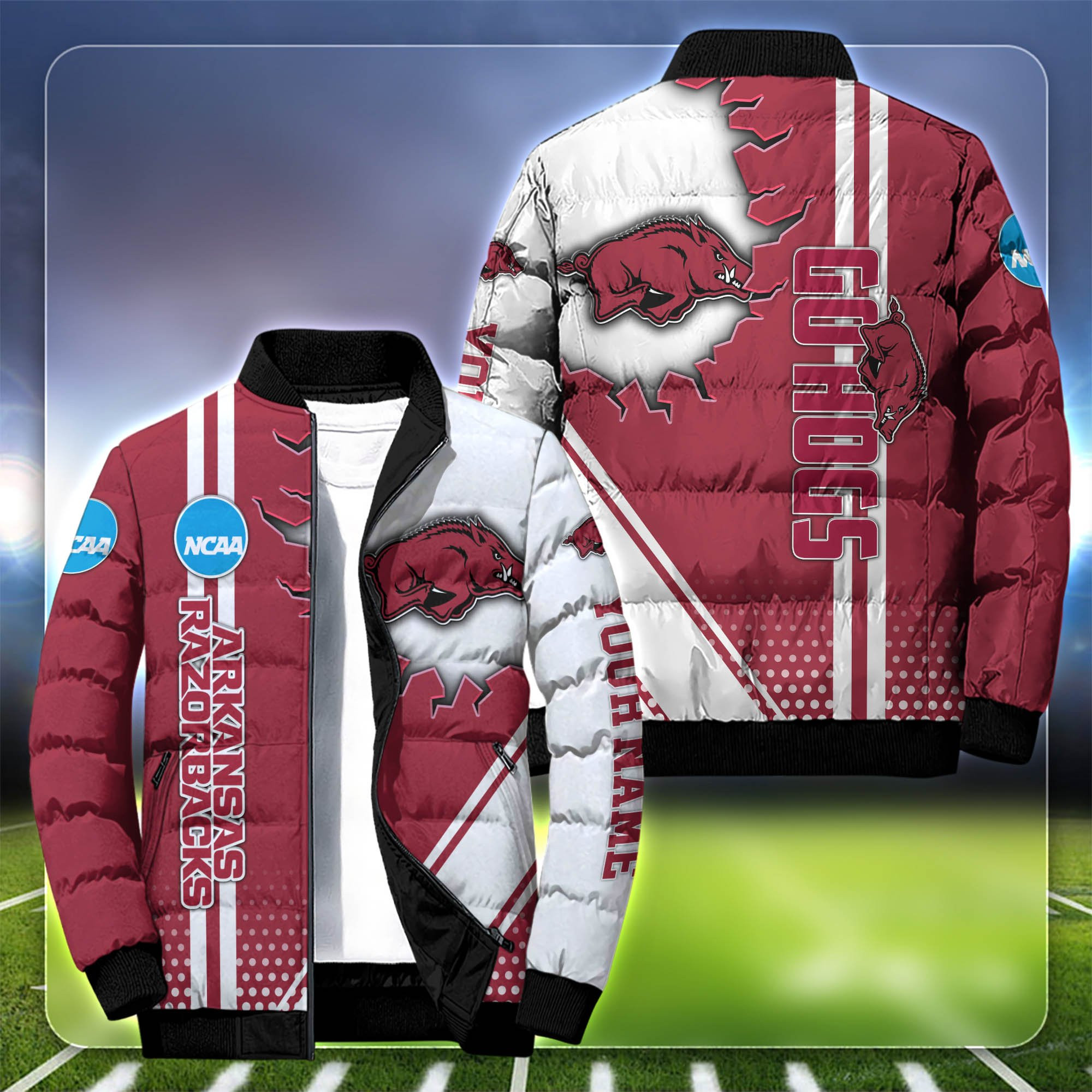 Arkansas Razorbacks Personalized Outdoor Coat Puffer Jacket
