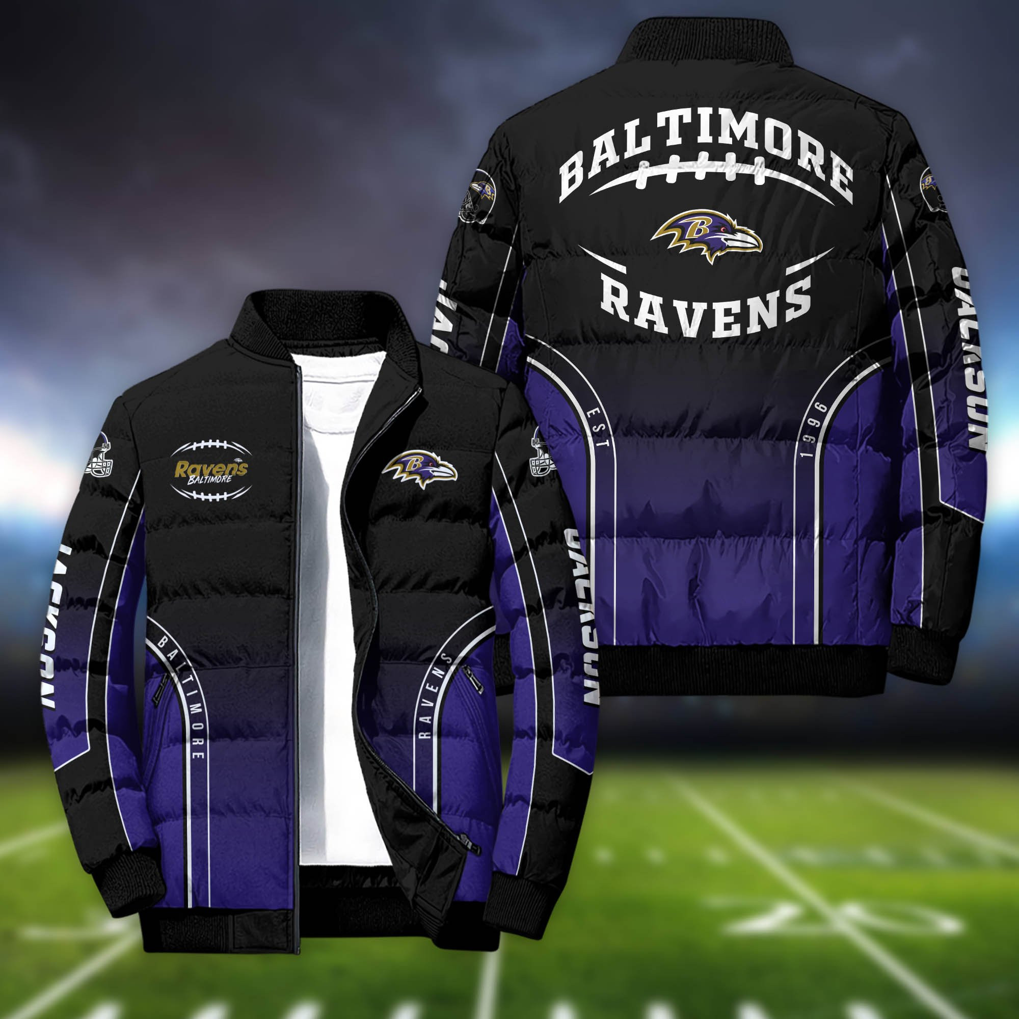 Baltimore Ravens Personalized Outdoor Coat Puffer Jacket