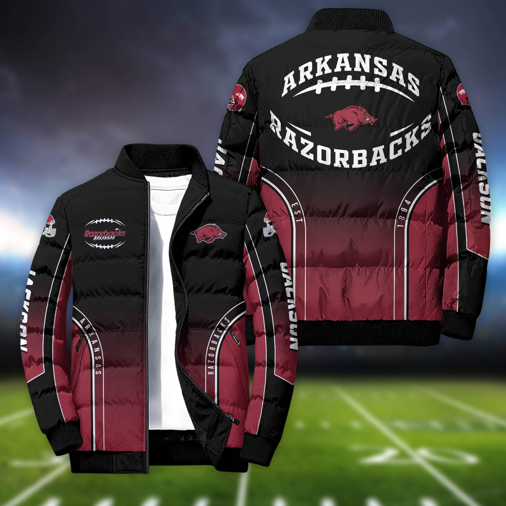 Arkansas Razorbacks Personalized Outdoor Coat Puffer Jacket