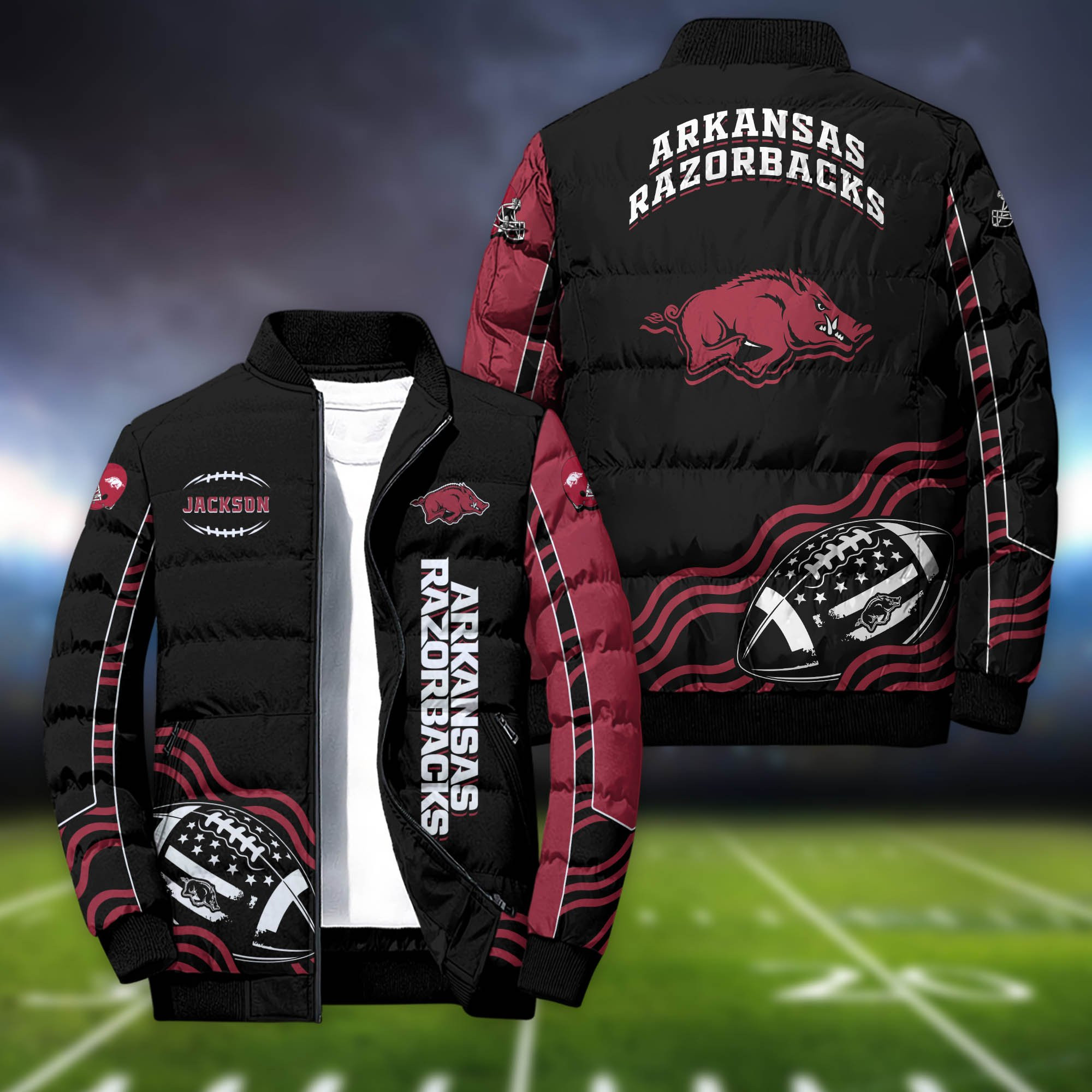 Arkansas Razorbacks Personalized Outdoor Coat Puffer Jacket