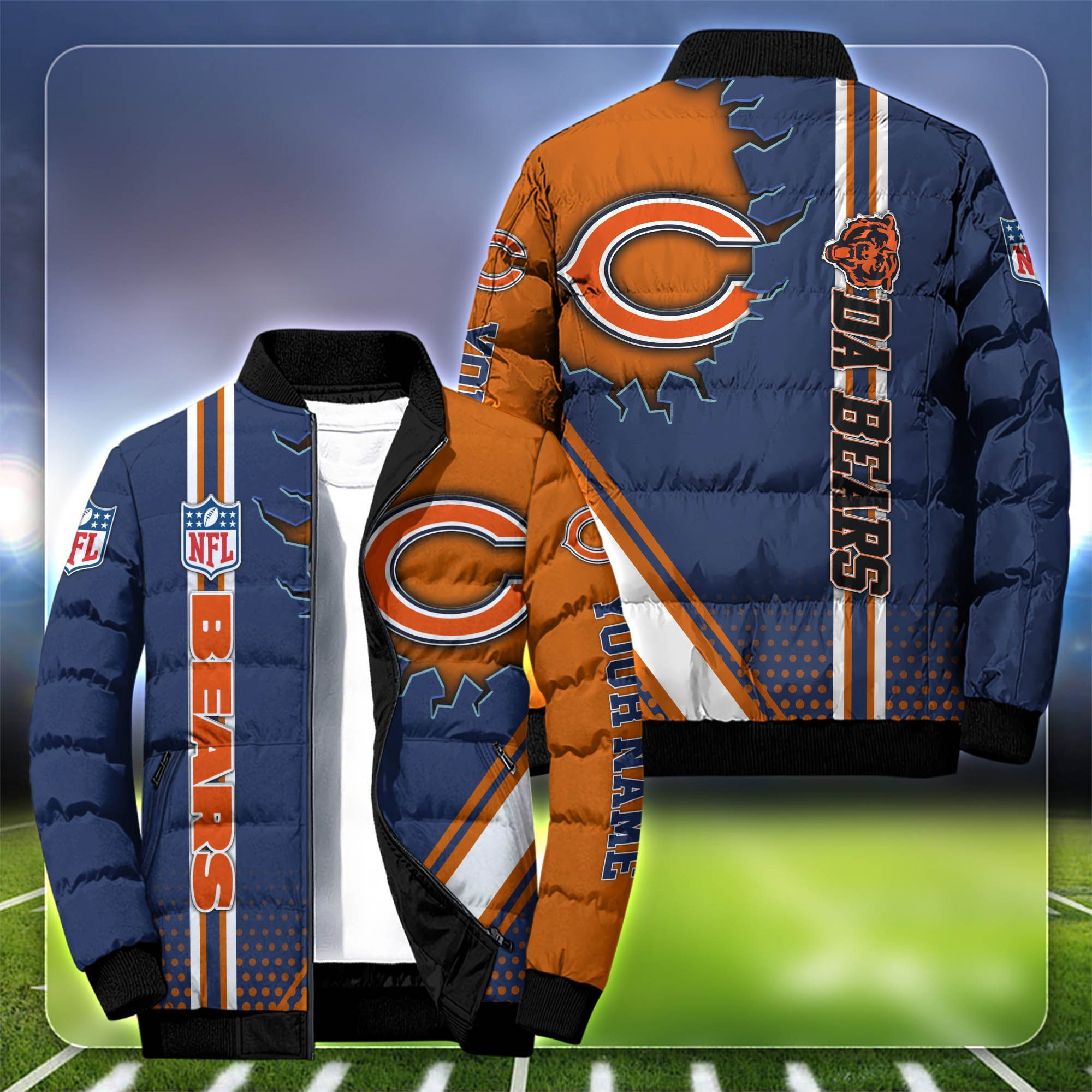 Chicago Bears Personalized Outdoor Coat Puffer Jacket