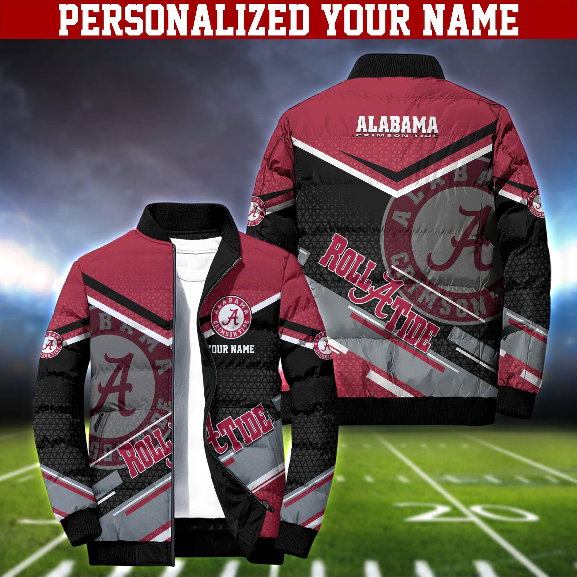Alabama Crimson Tide Personalized Outdoor Coat Puffer Jacket
