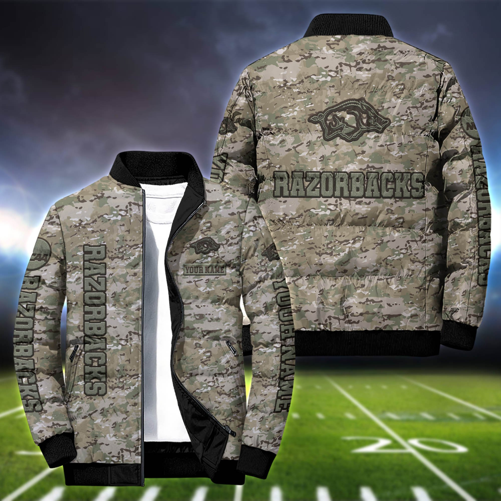 Arkansas Razorbacks Personalized Outdoor Coat Puffer Jacket