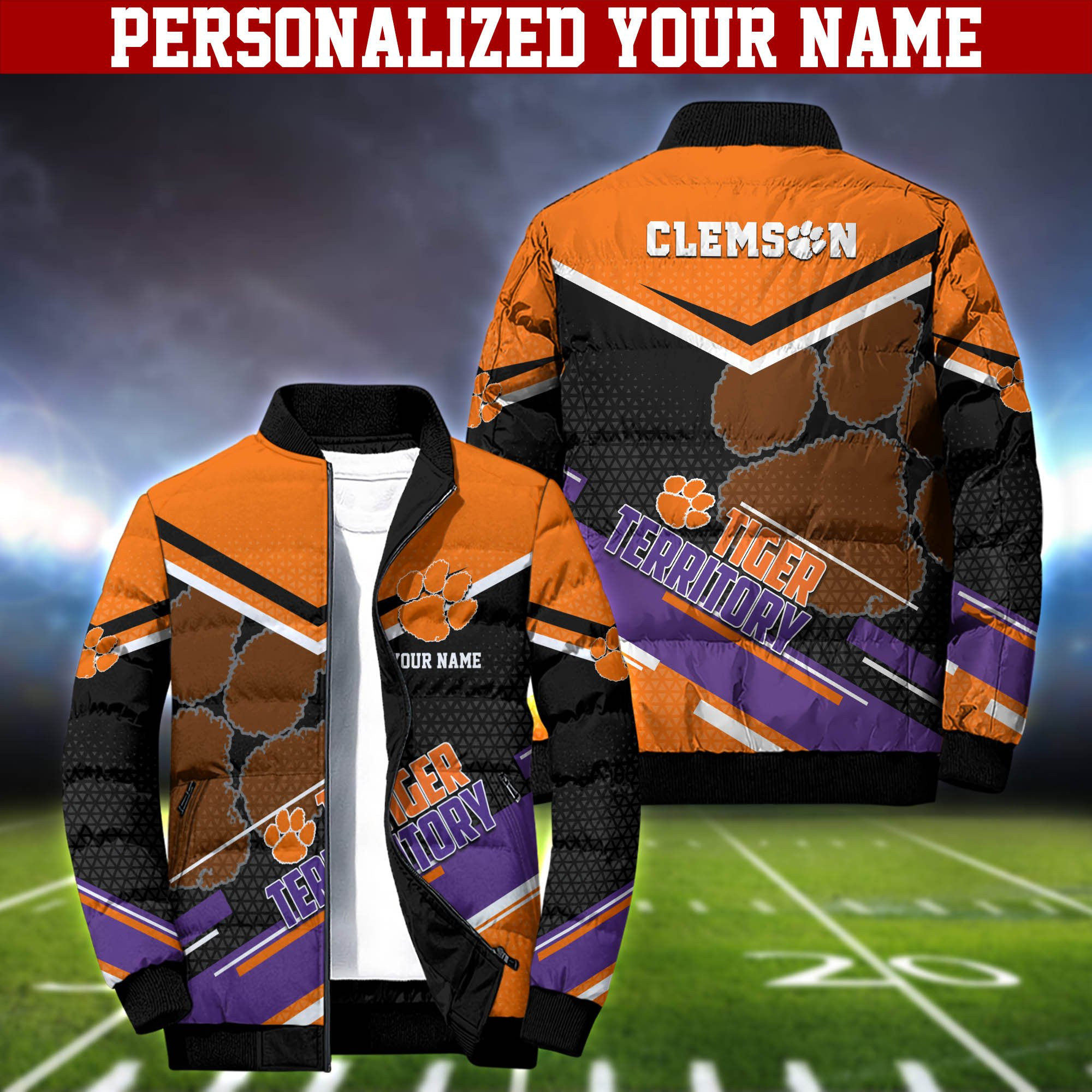 Clemson Tigers Personalized Outdoor Coat Puffer Jacket