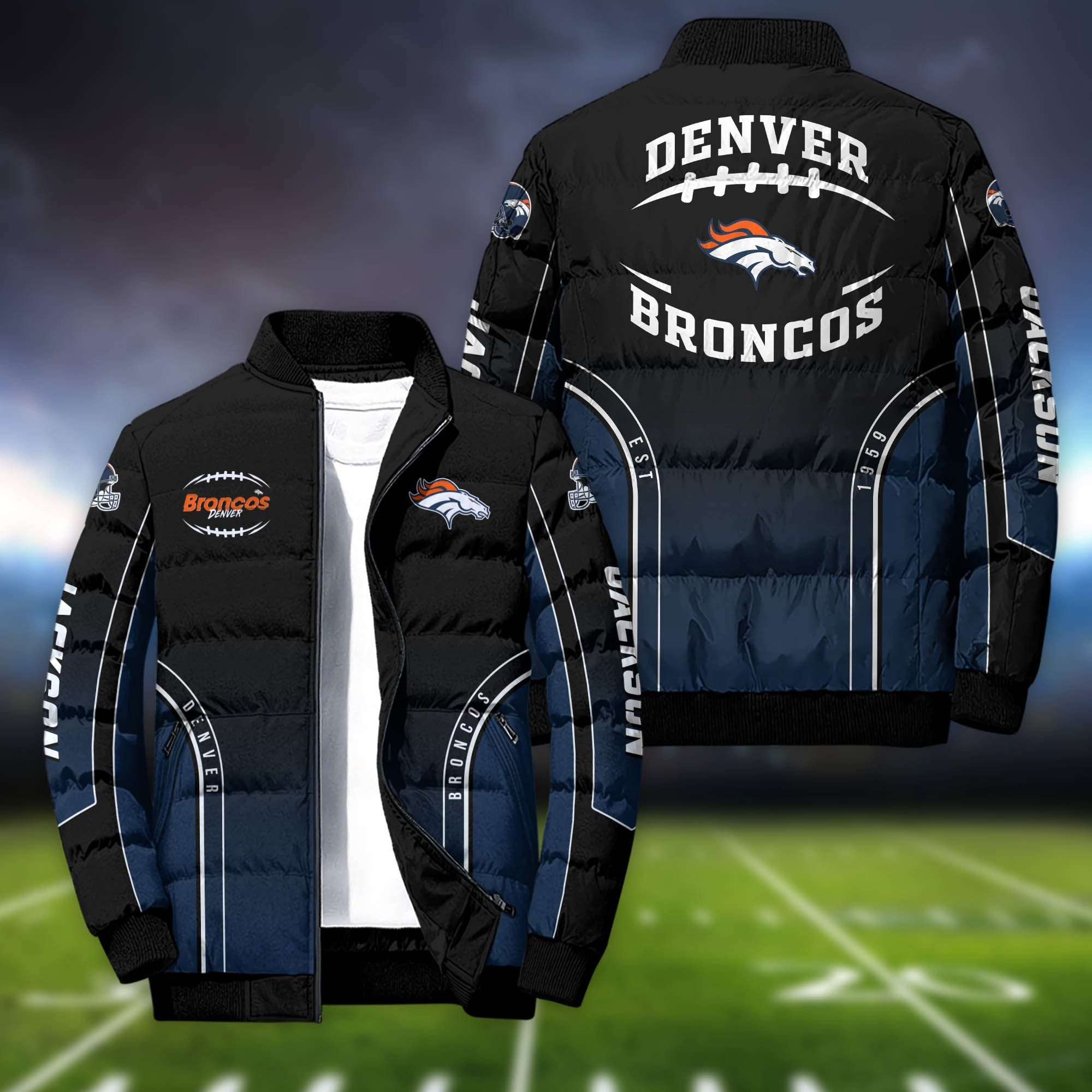 Denver Broncos Personalized Outdoor Coat Puffer Jacket