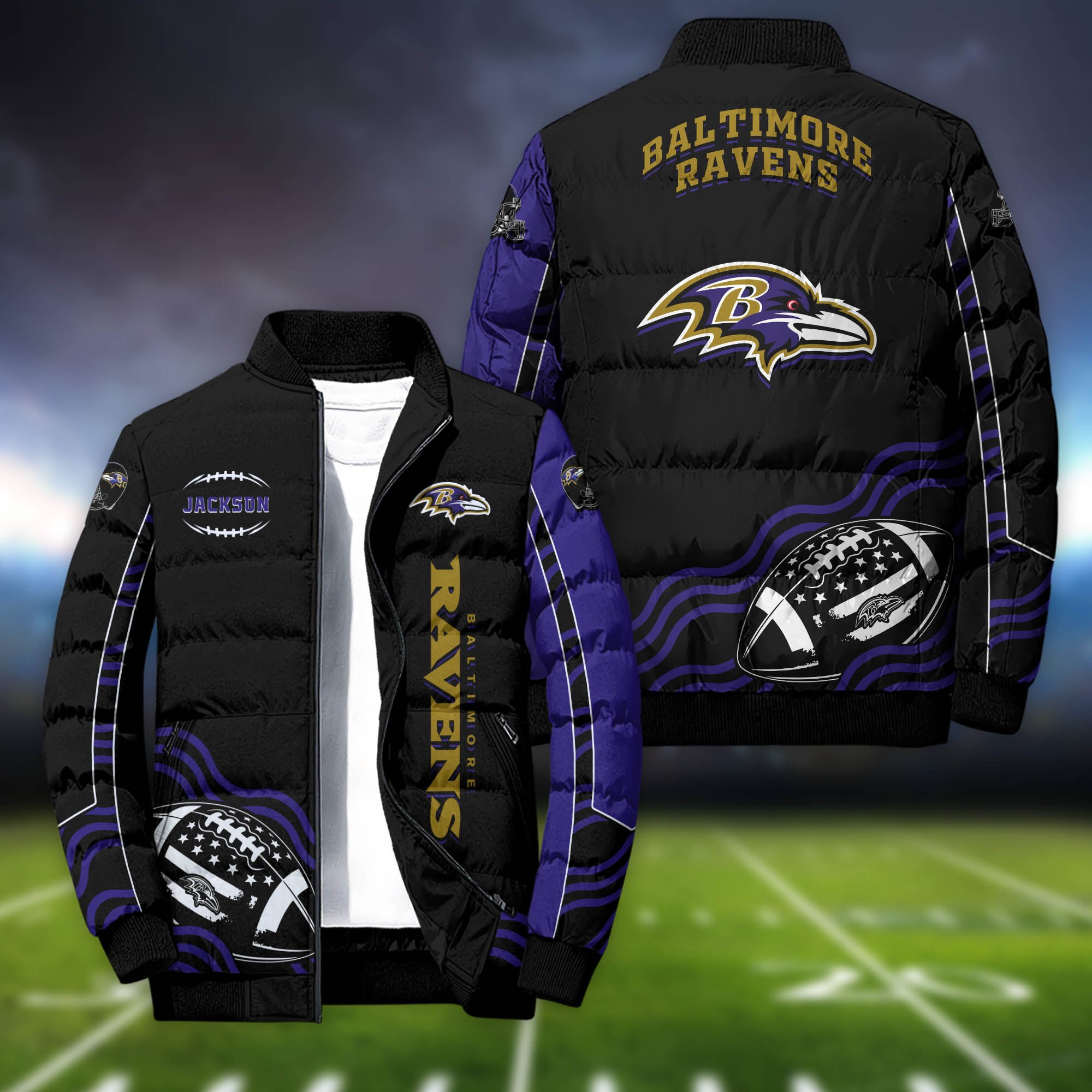 Baltimore Ravens Personalized Outdoor Coat Puffer Jacket