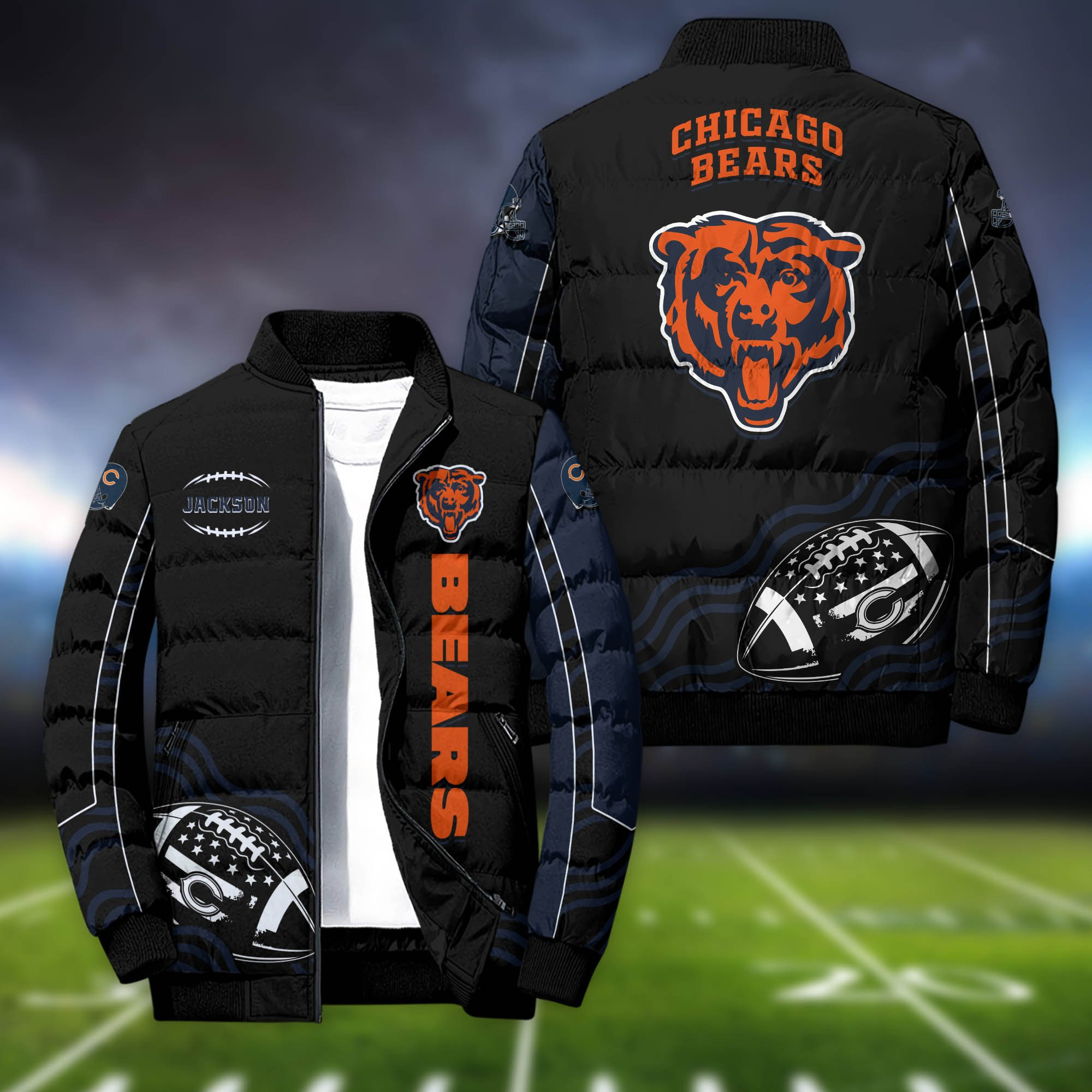 Chicago Bears Personalized Outdoor Coat Puffer Jacket