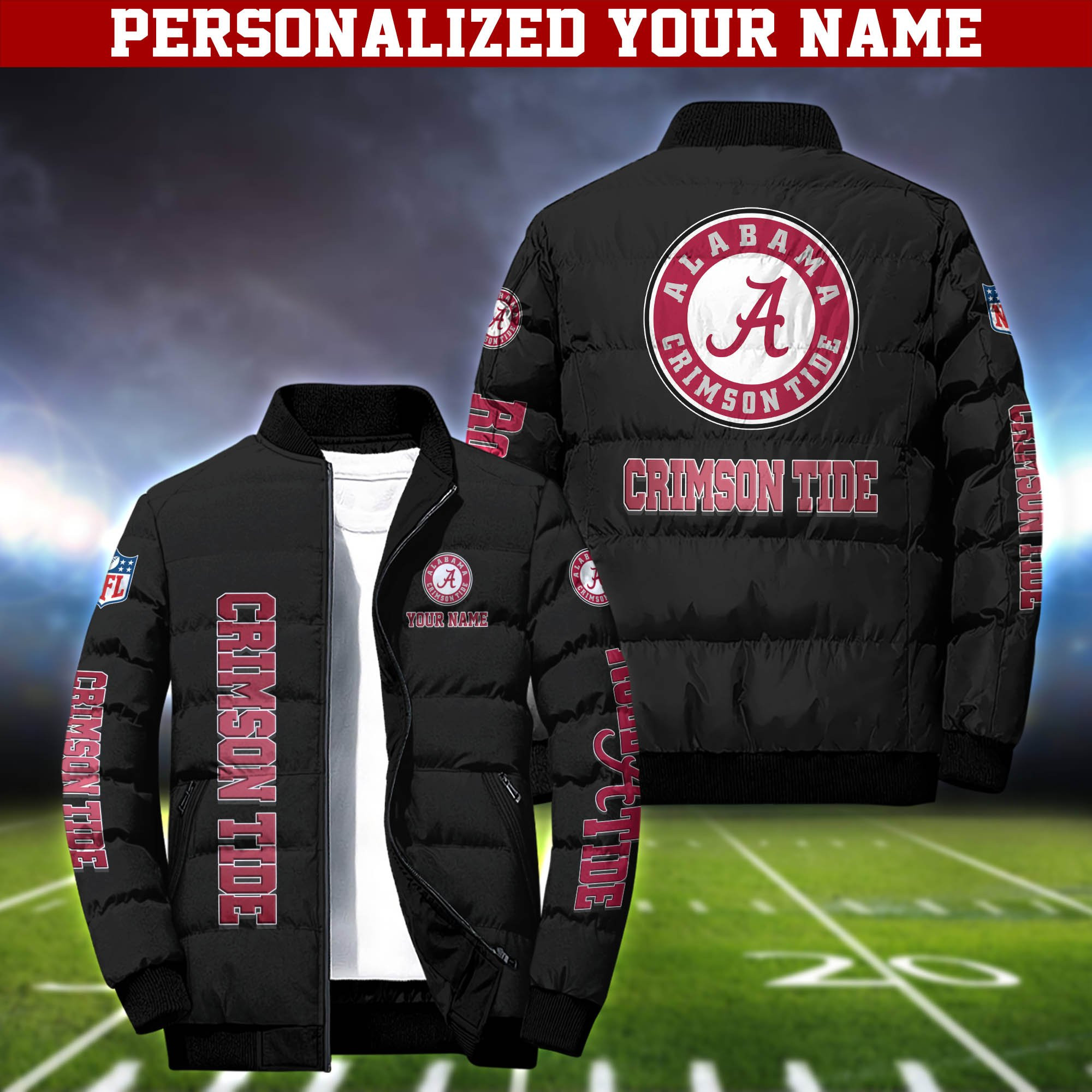 Alabama Crimson Tide Personalized Outdoor Coat Puffer Jacket