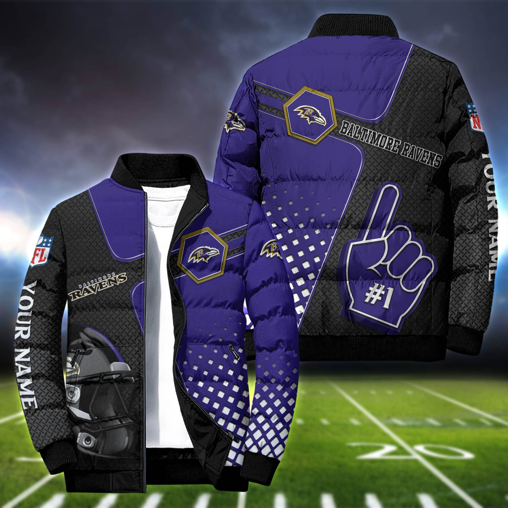 Baltimore Ravens Personalized Outdoot Coat Puffer Jacket