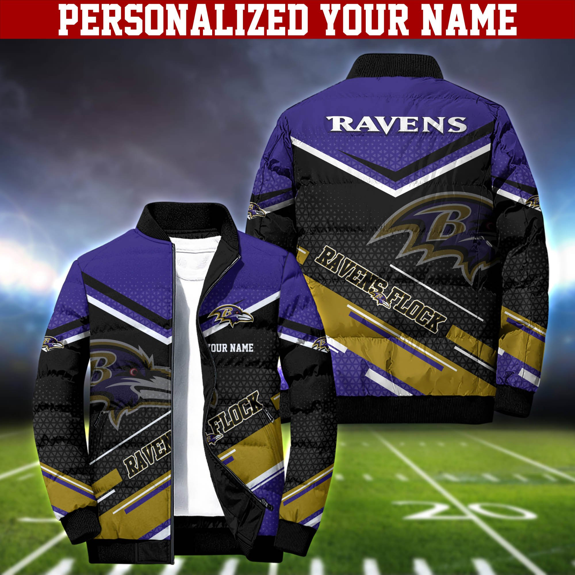 Baltimore Ravens Personalized Outdoor Coat Puffer Jacket
