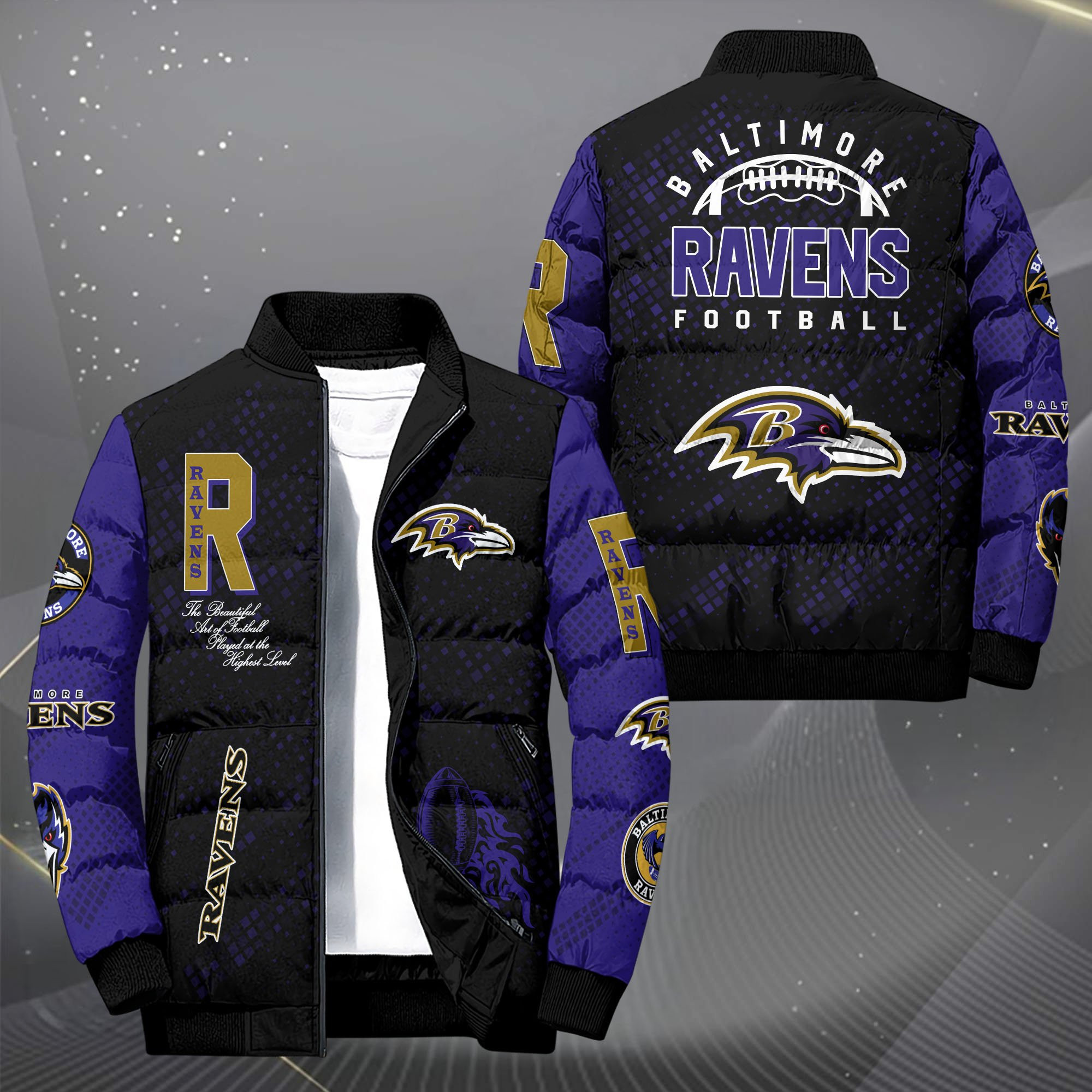 Baltimore Ravens Personalized Outdoor Coat Puffer Jacket