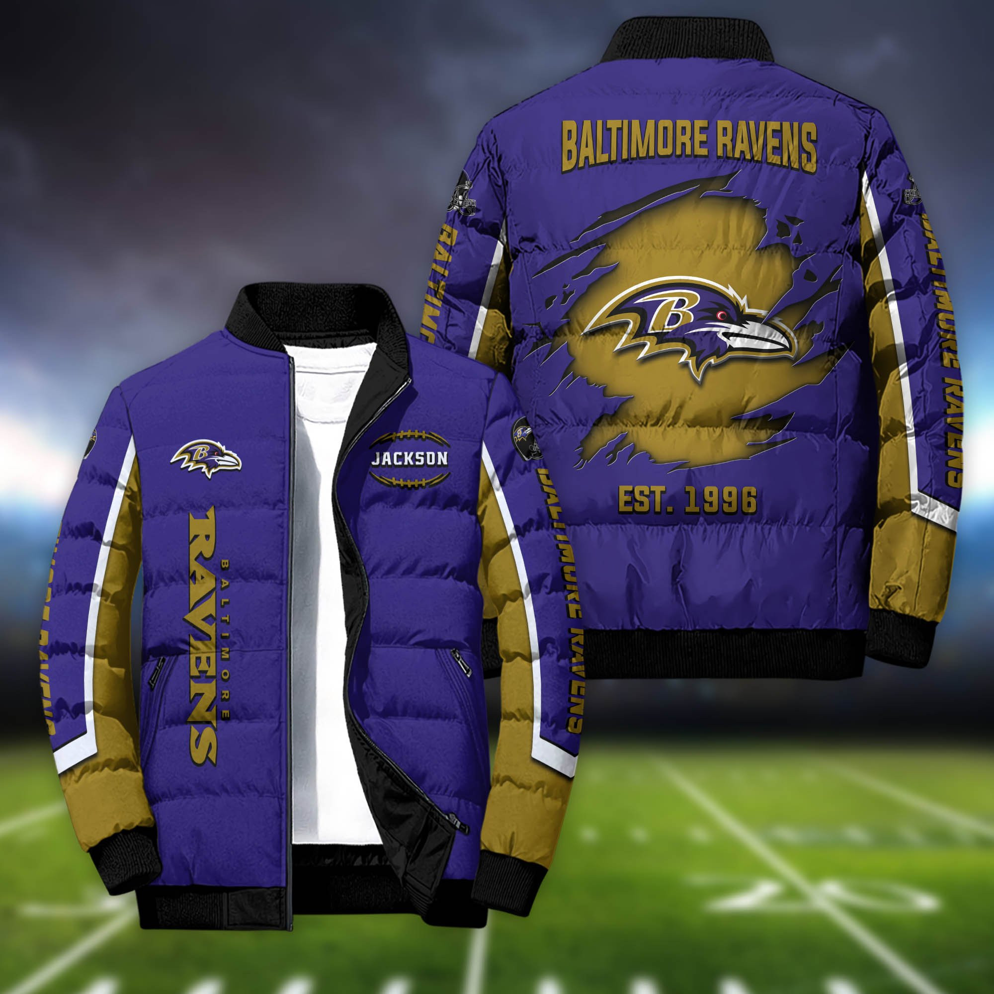 Baltimore Ravens Personalized Outdoor Coat Puffer Jacket