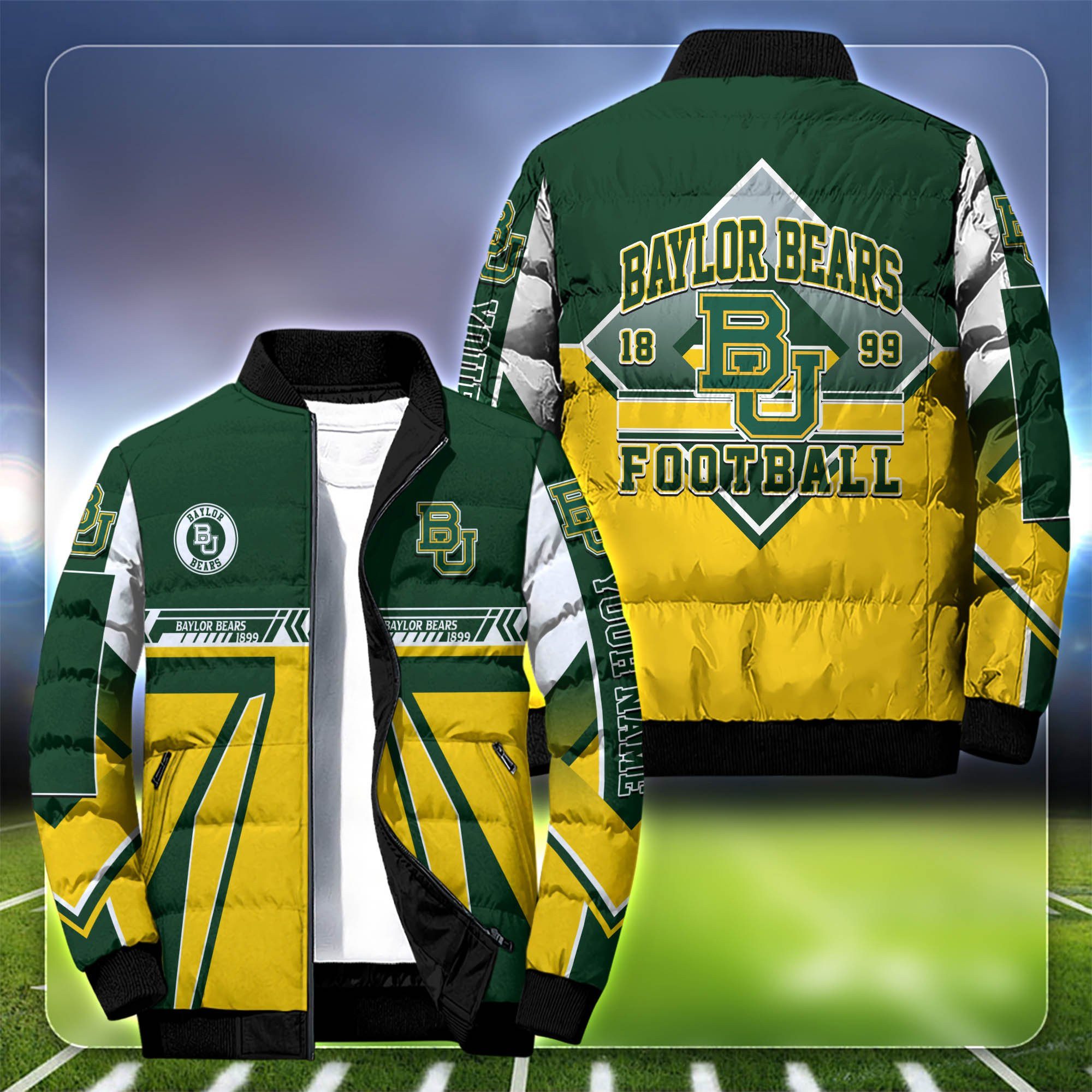 Baylor Bears Personalized Outdoor Coat Puffer Jacket