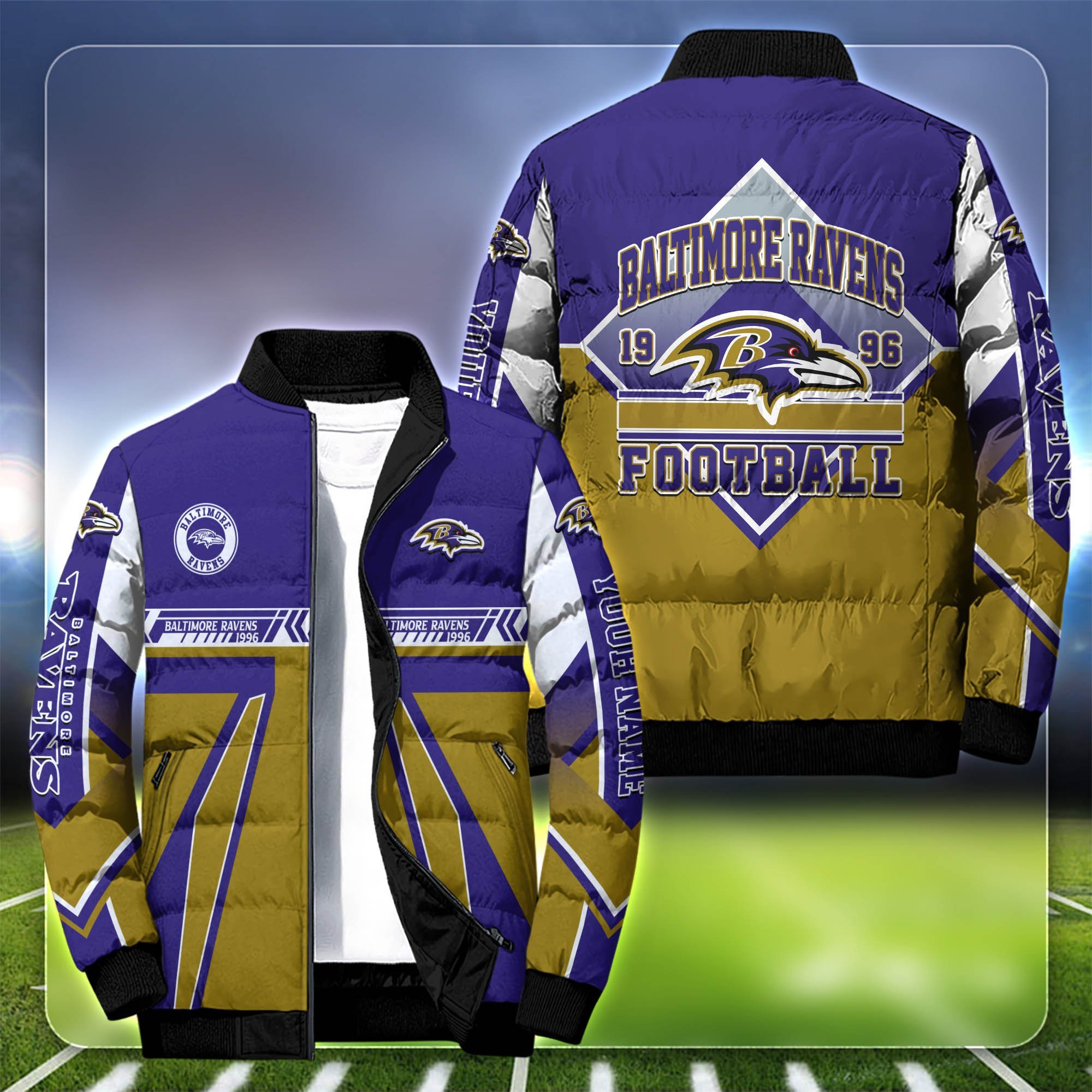 Baltimore Ravens Personalized Outdoor Coat Puffer Jacket