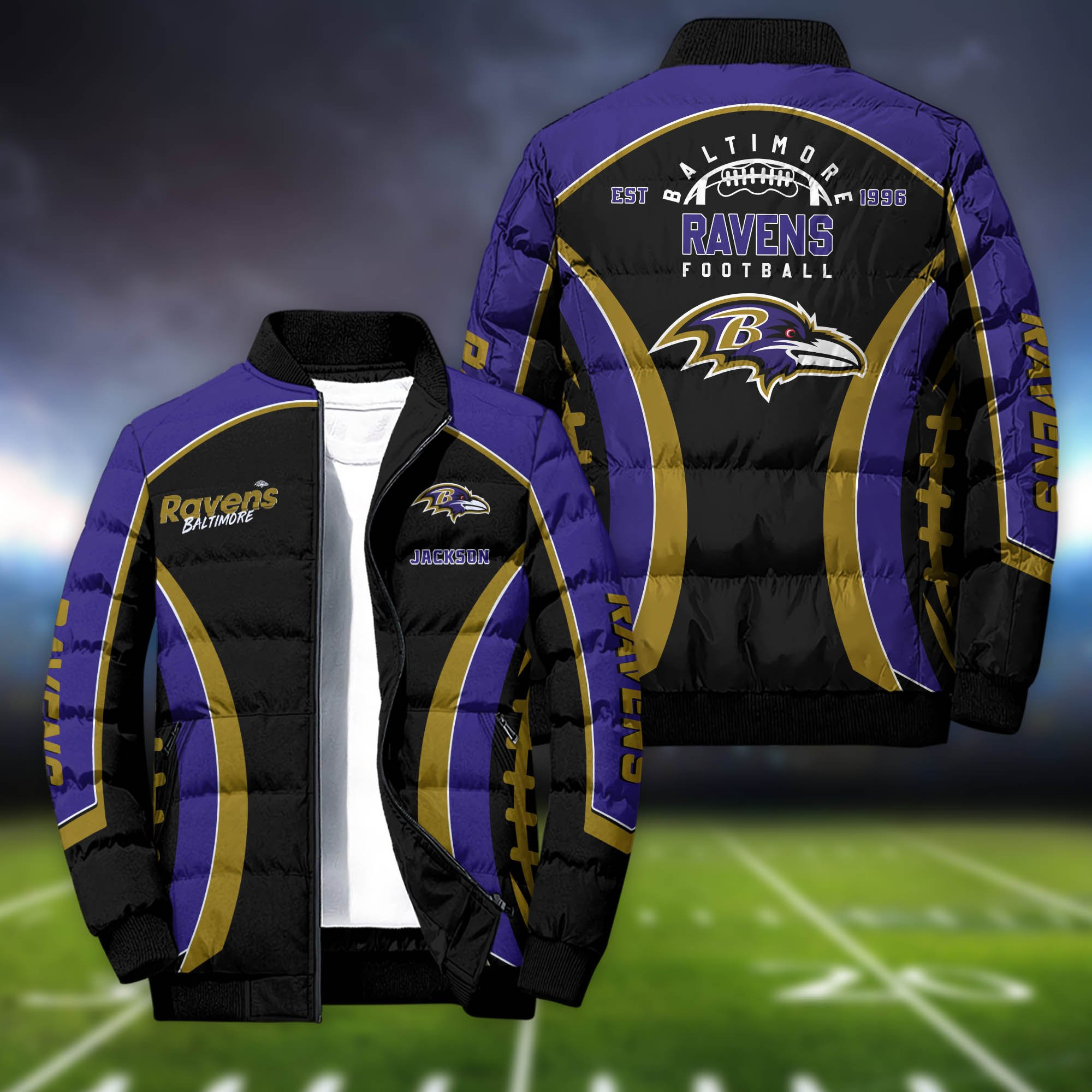 Baltimore Ravens Personalized Outdoor Coat Puffer Jacket
