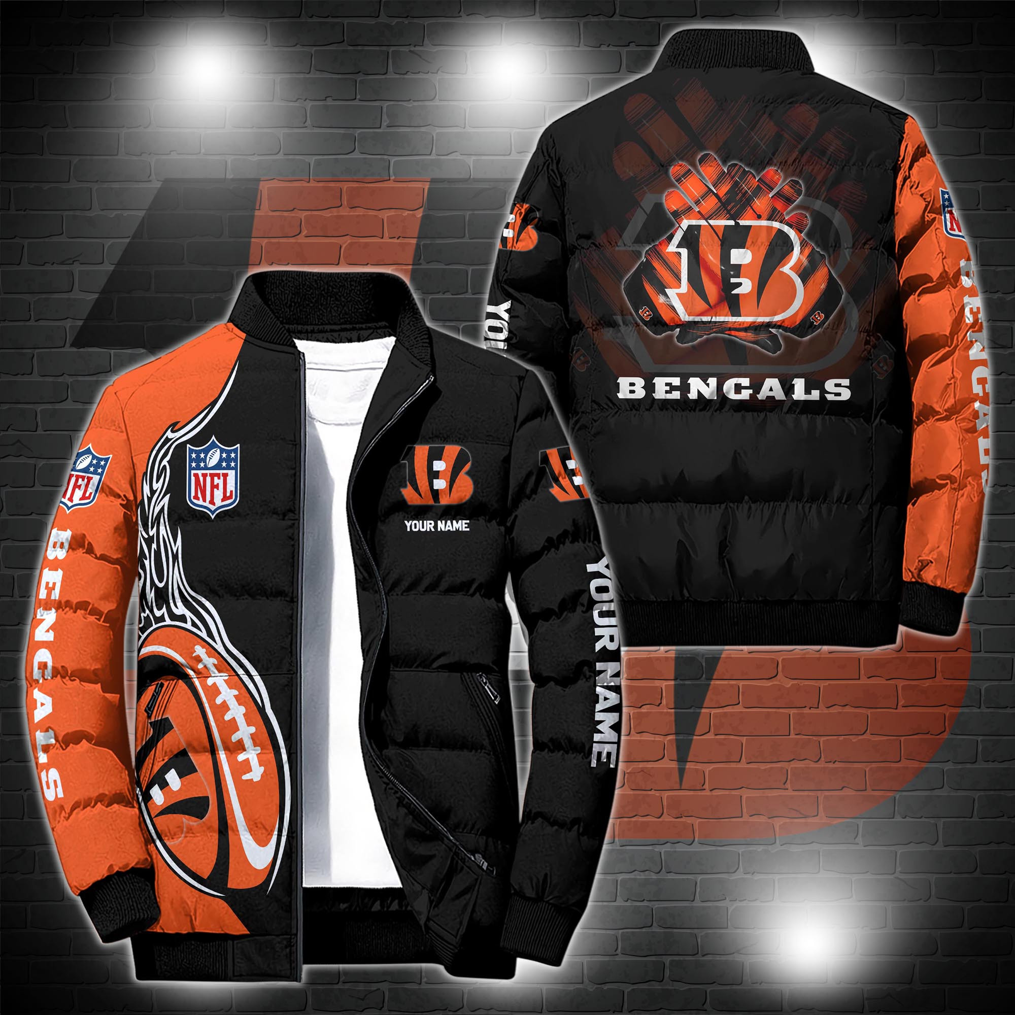 Cincinnati Bengalss Personalized Outdoor Coat Puffer Jacket