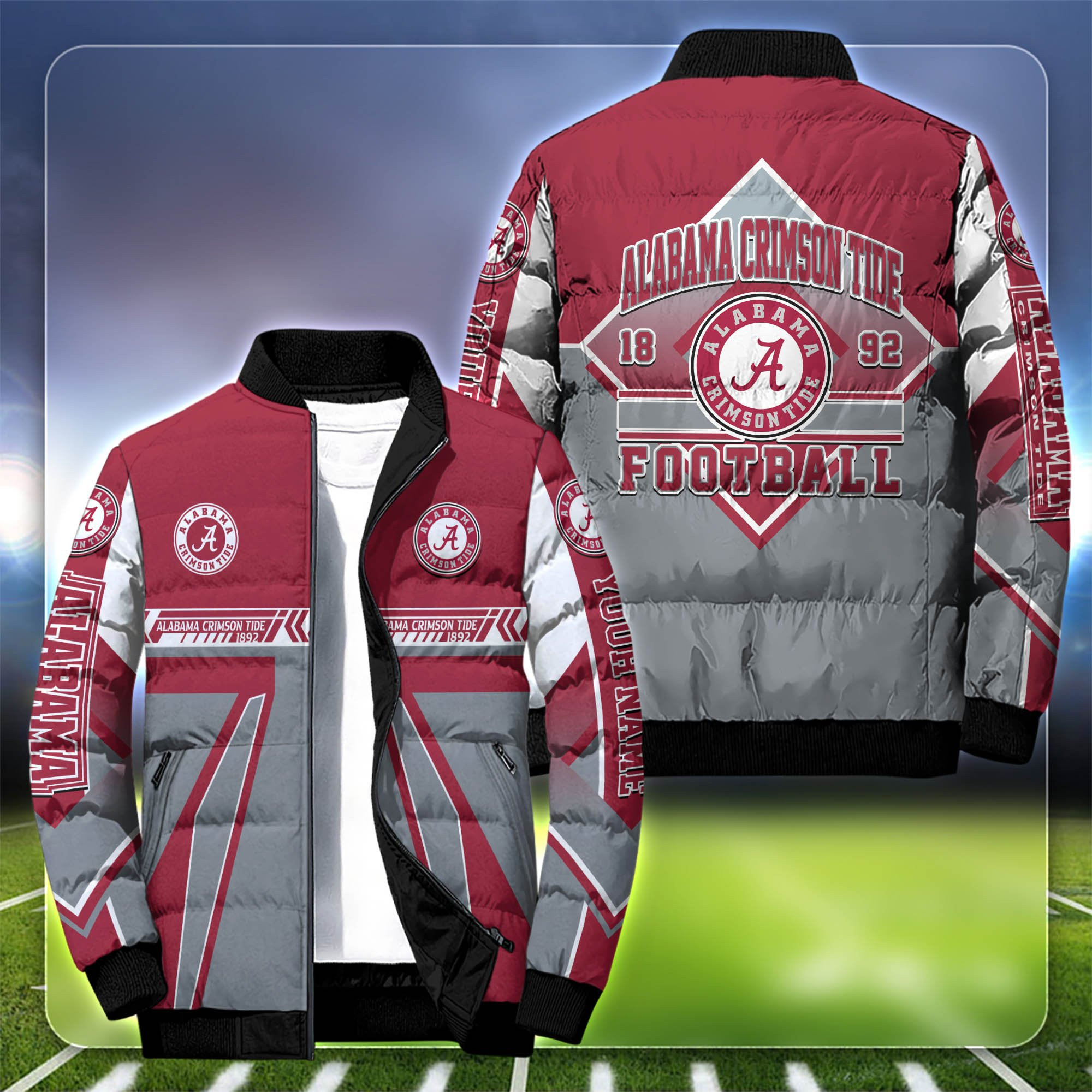 Alabama Crimson Tide Personalized Outdoor Coat Puffer Jacket