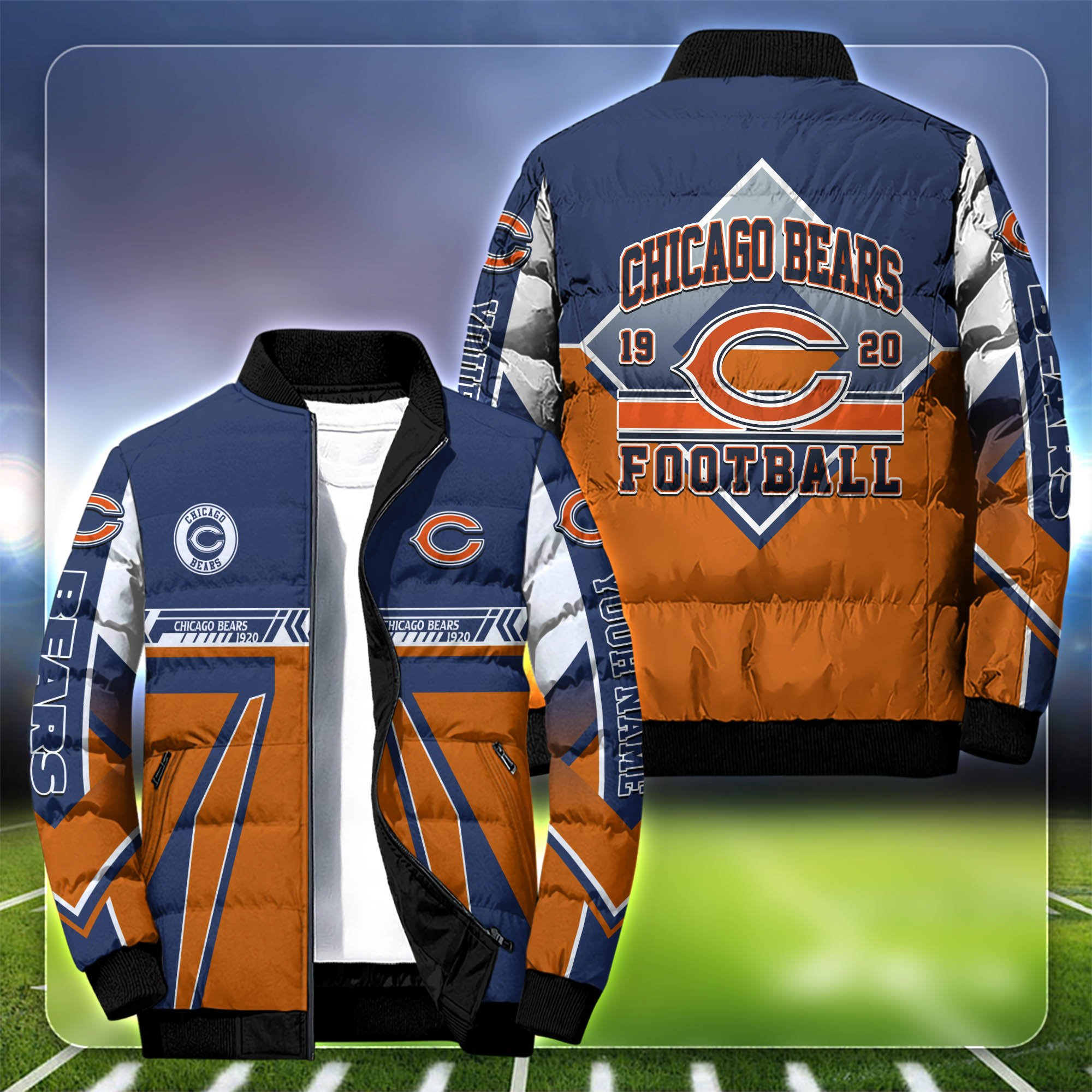 Chicago Bears Personalized Outdoor Coat Puffer Jacket