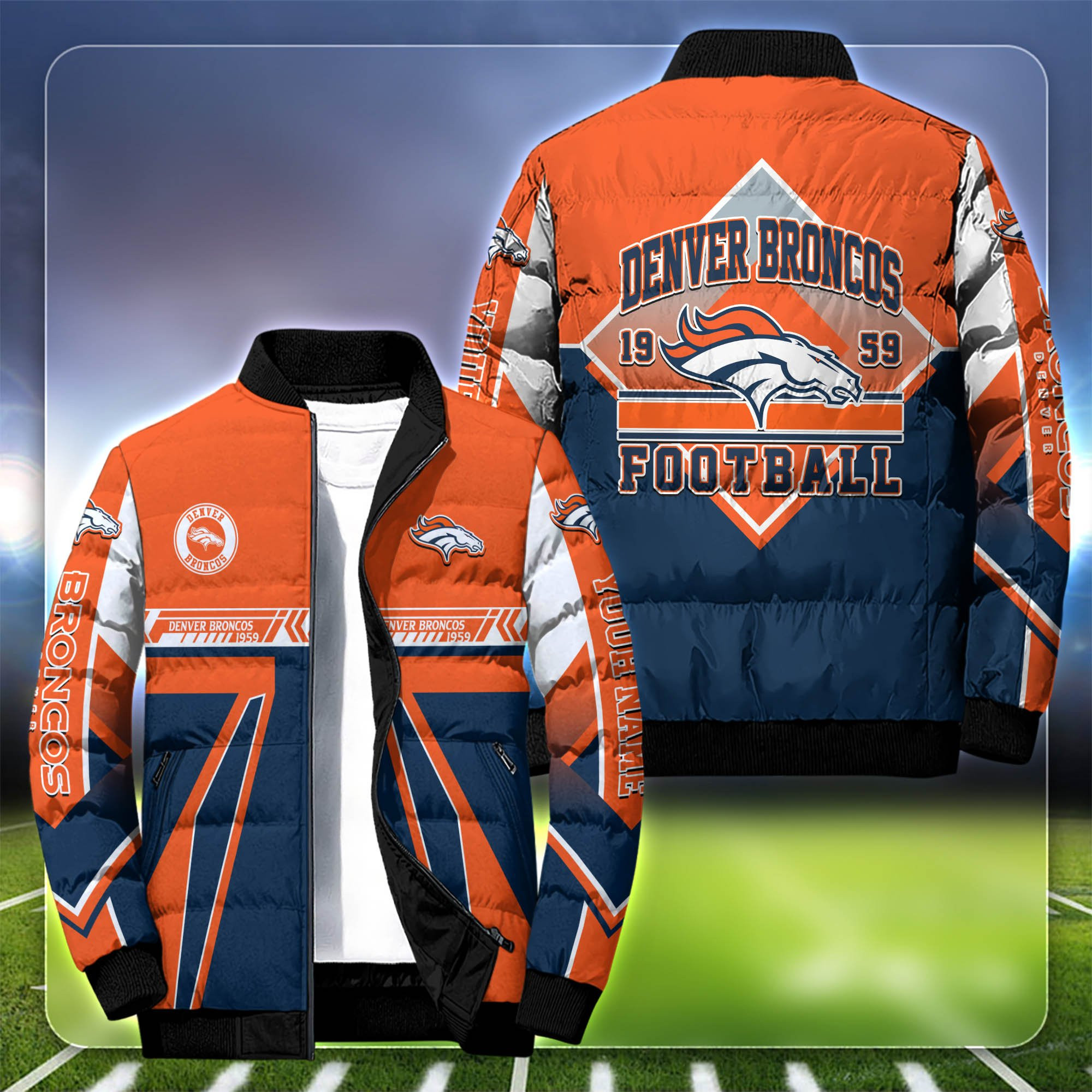 Denver Broncos Personalized Outdoor Coat Puffer Jacket