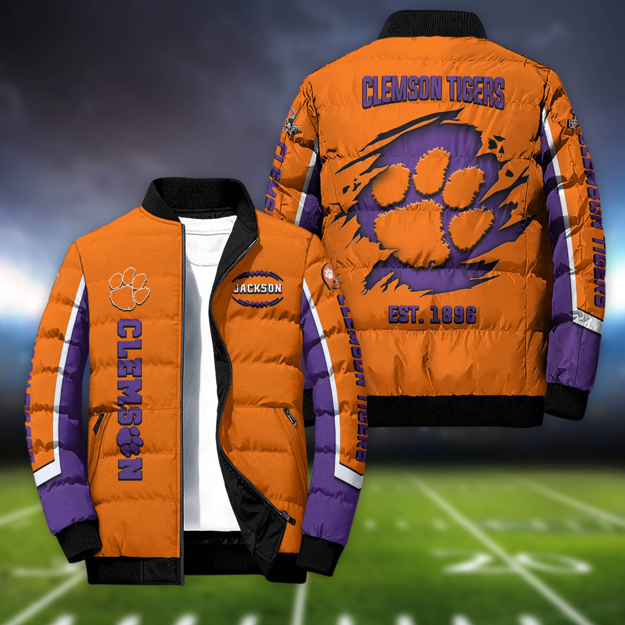 Clemson Tigers Personalized Outdoor Coat Puffer Jacket