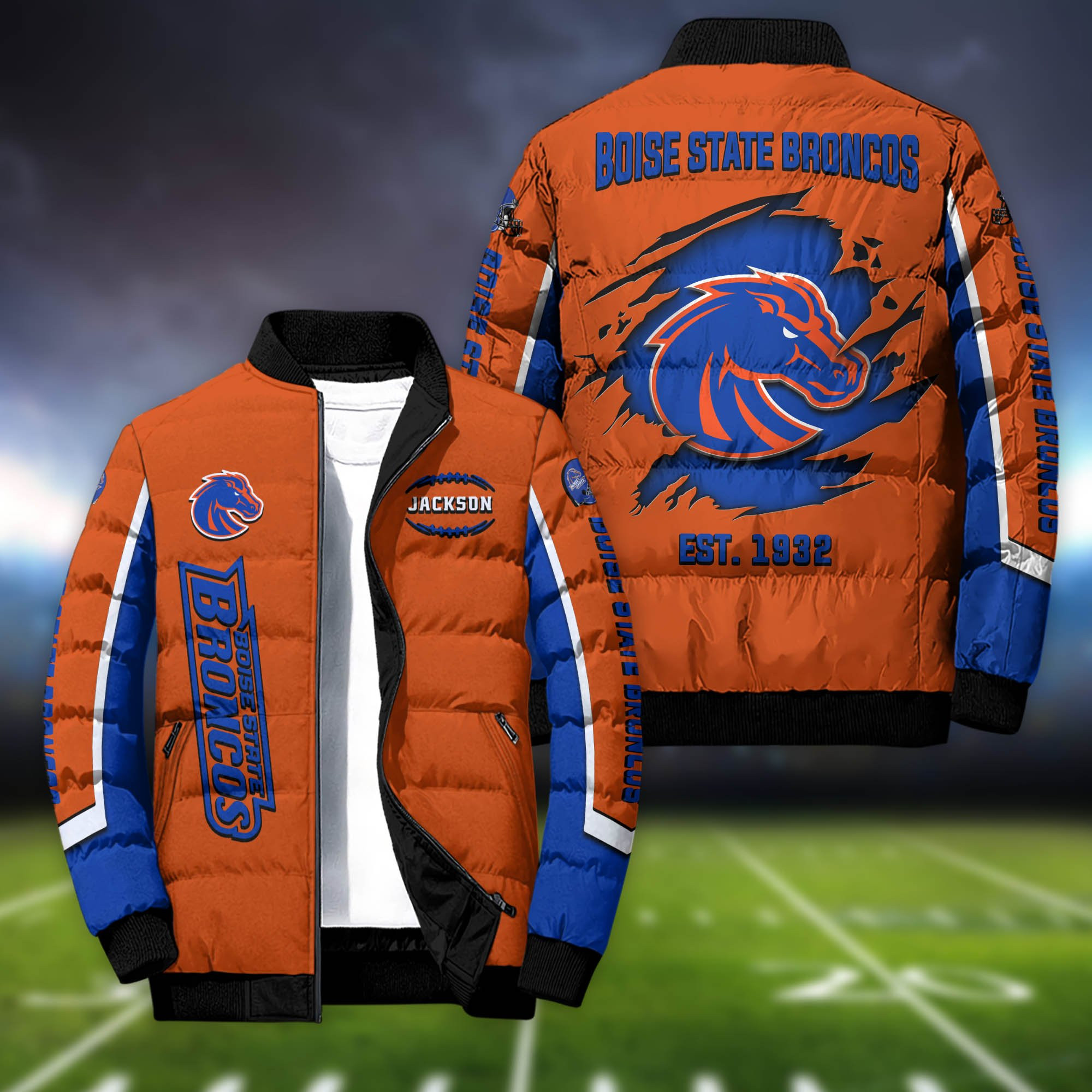 Boise State Broncos Personalized Outdoor Coat Puffer Jacket