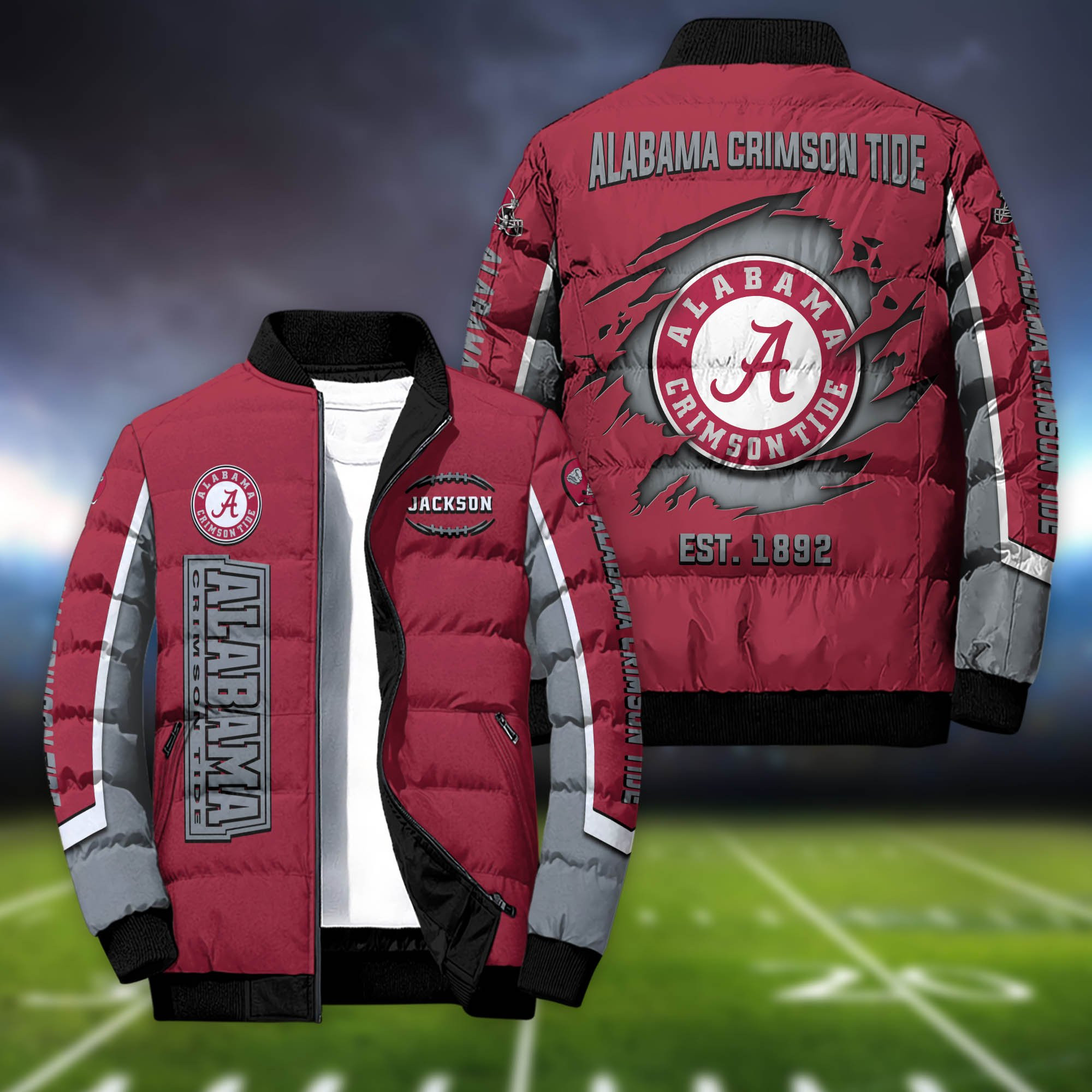 Alabama Crimson Tide Personalized Outdoor Coat Puffer Jacket