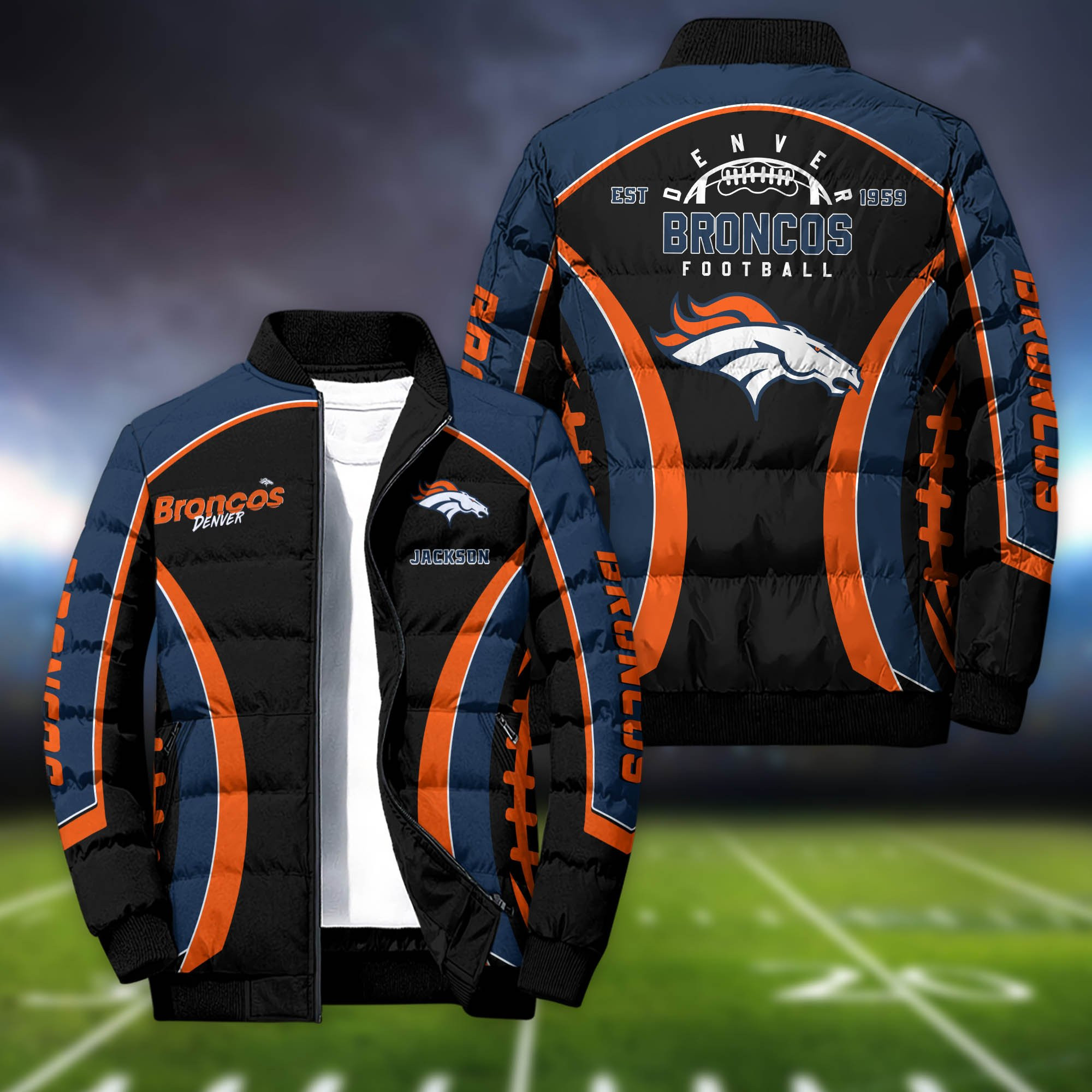 Denver Broncos Personalized Outdoor Coat Puffer Jacket