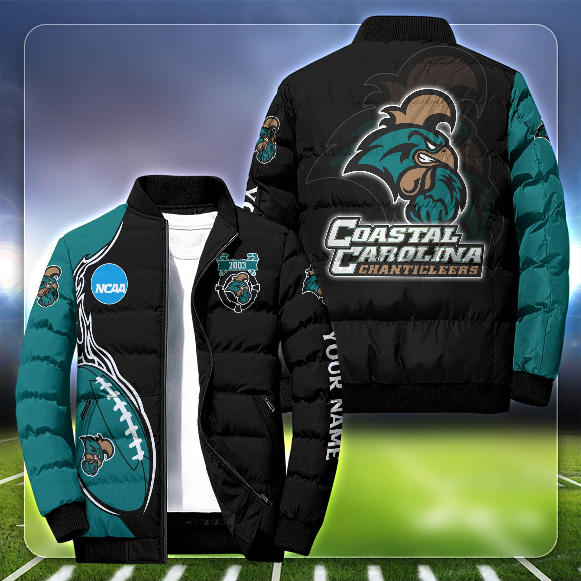 Coastal Carolina Chanticleers Personalized Outdoor Coat Puffer Jacket