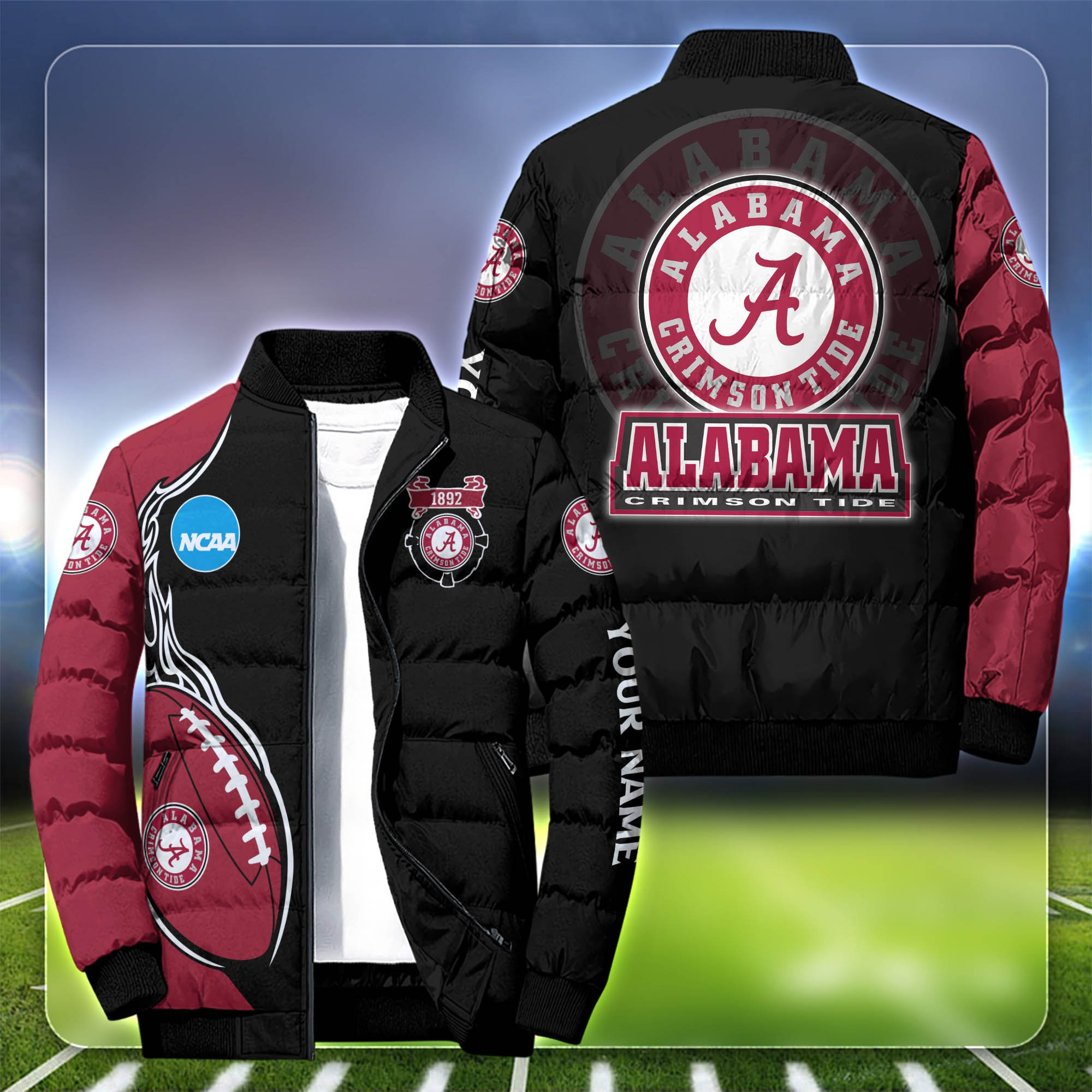 Alabama Crimson Tide Personalized Outdoor Coat Puffer Jacket