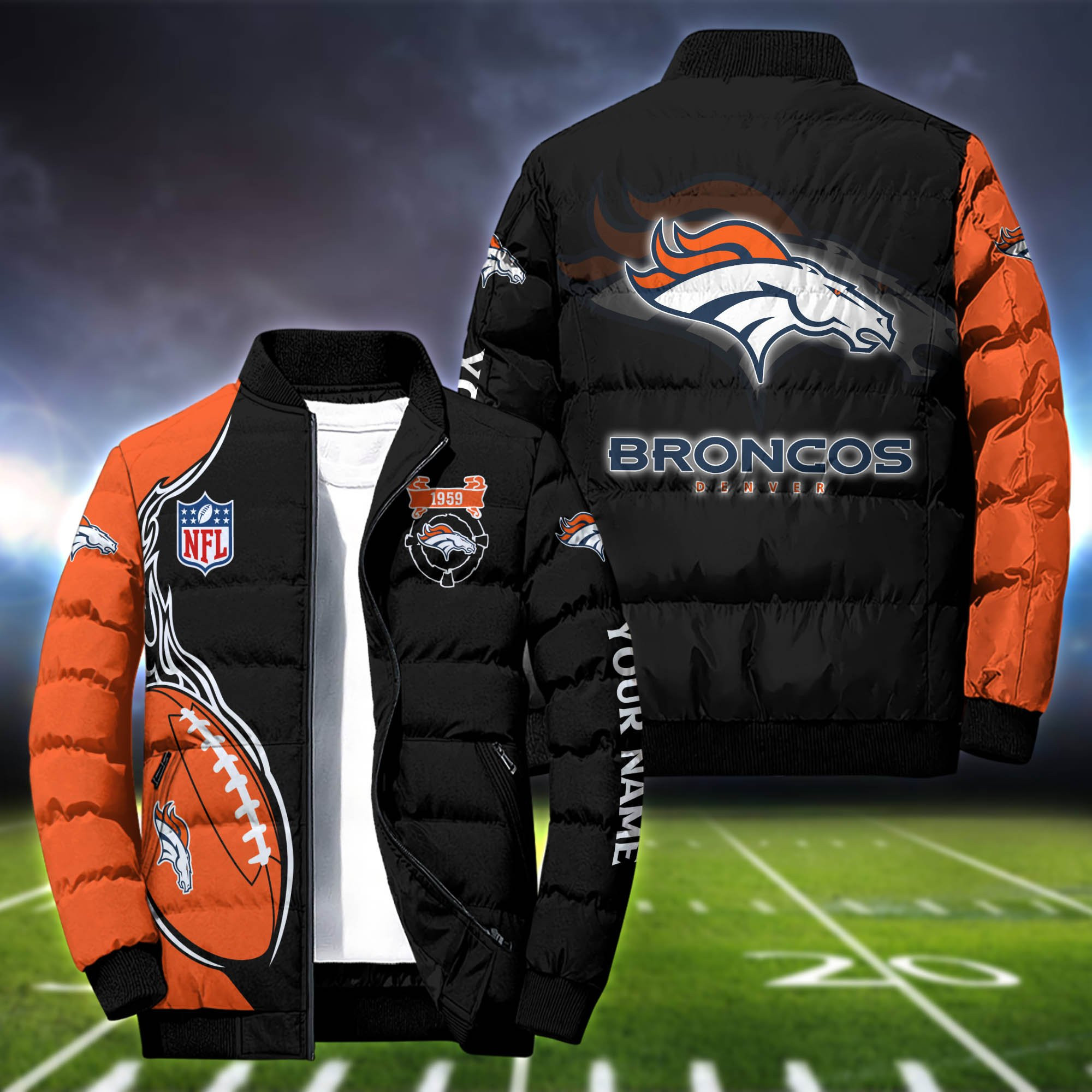 Denver Broncos Personalized Outdoor Coat Puffer Jacket