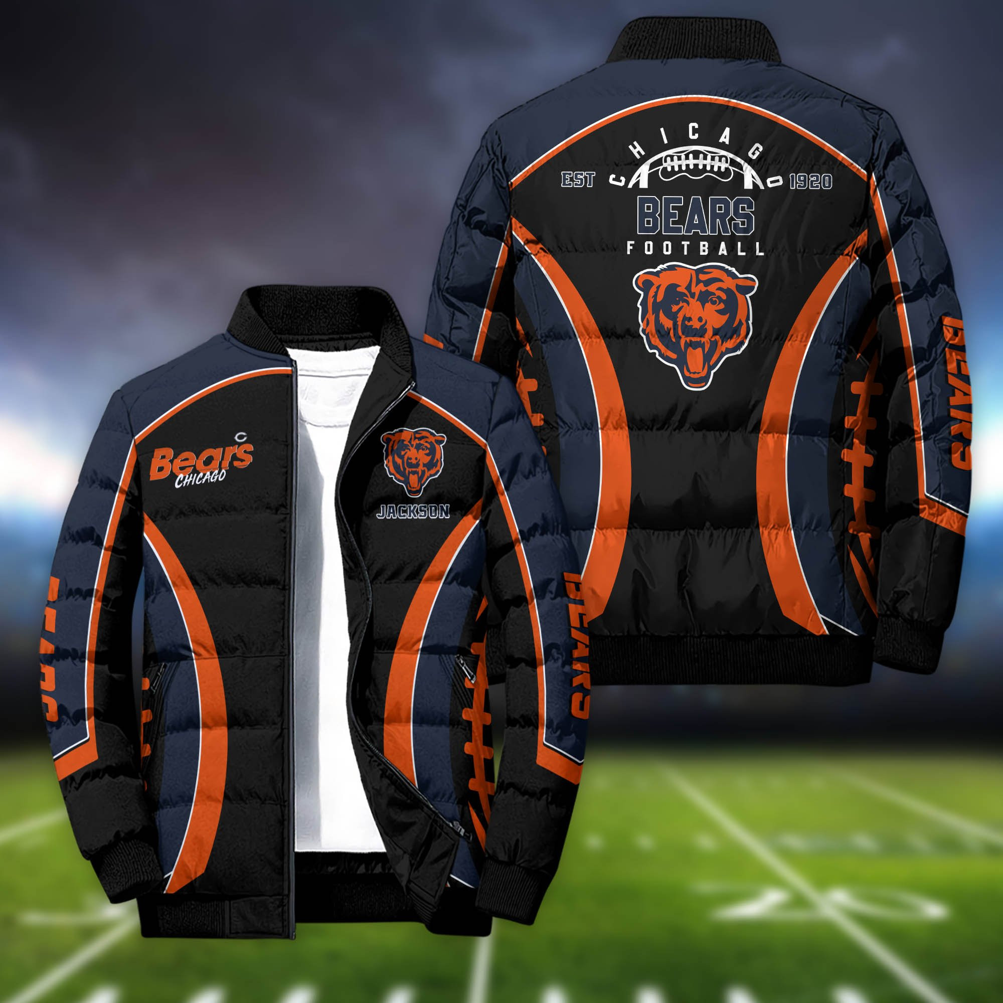 Chicago Bears Personalized Outdoor Coat Puffer Jacket