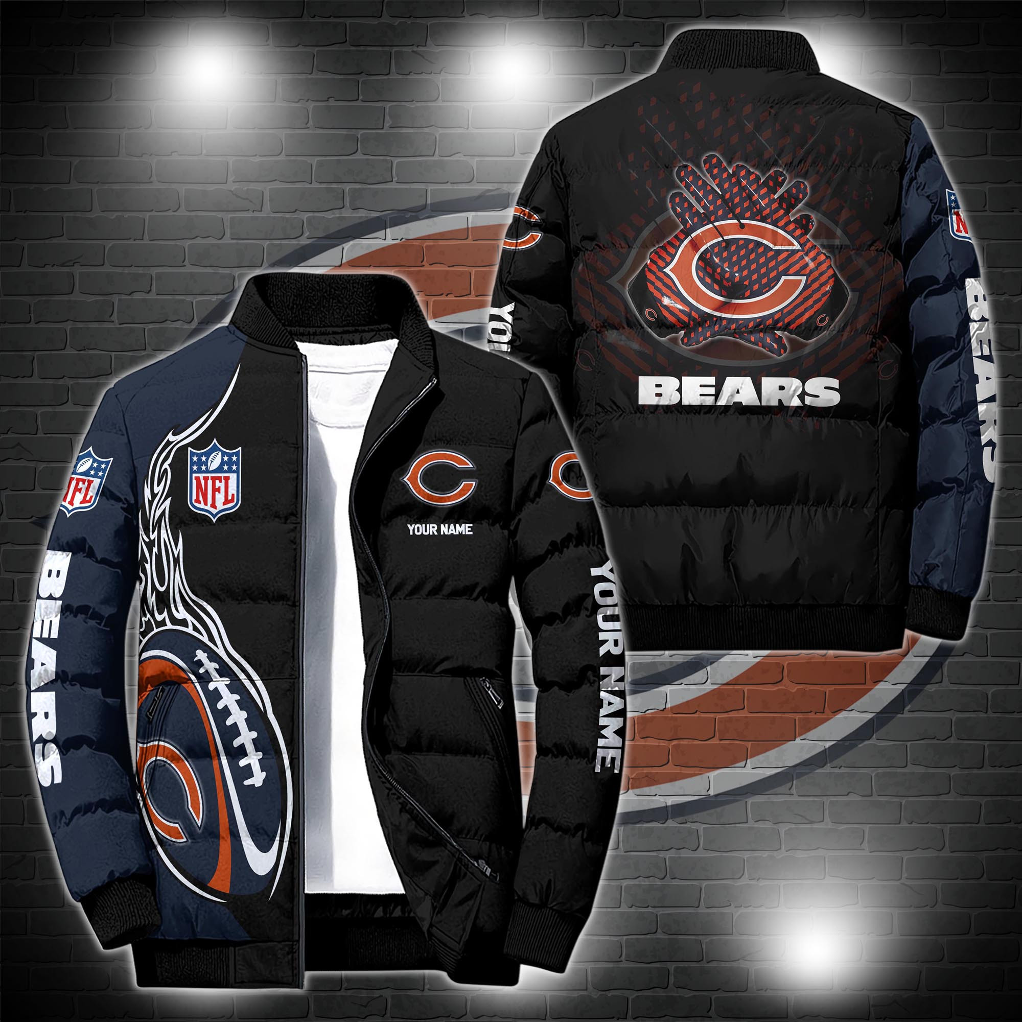 Chicago Bearss Personalized Outdoor Coat Puffer Jacket