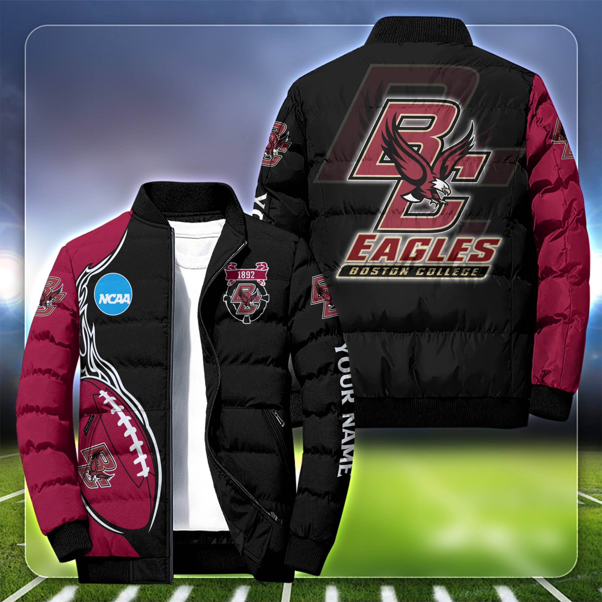 Boston College Eagles Personalized Outdoor Coat Puffer Jacket