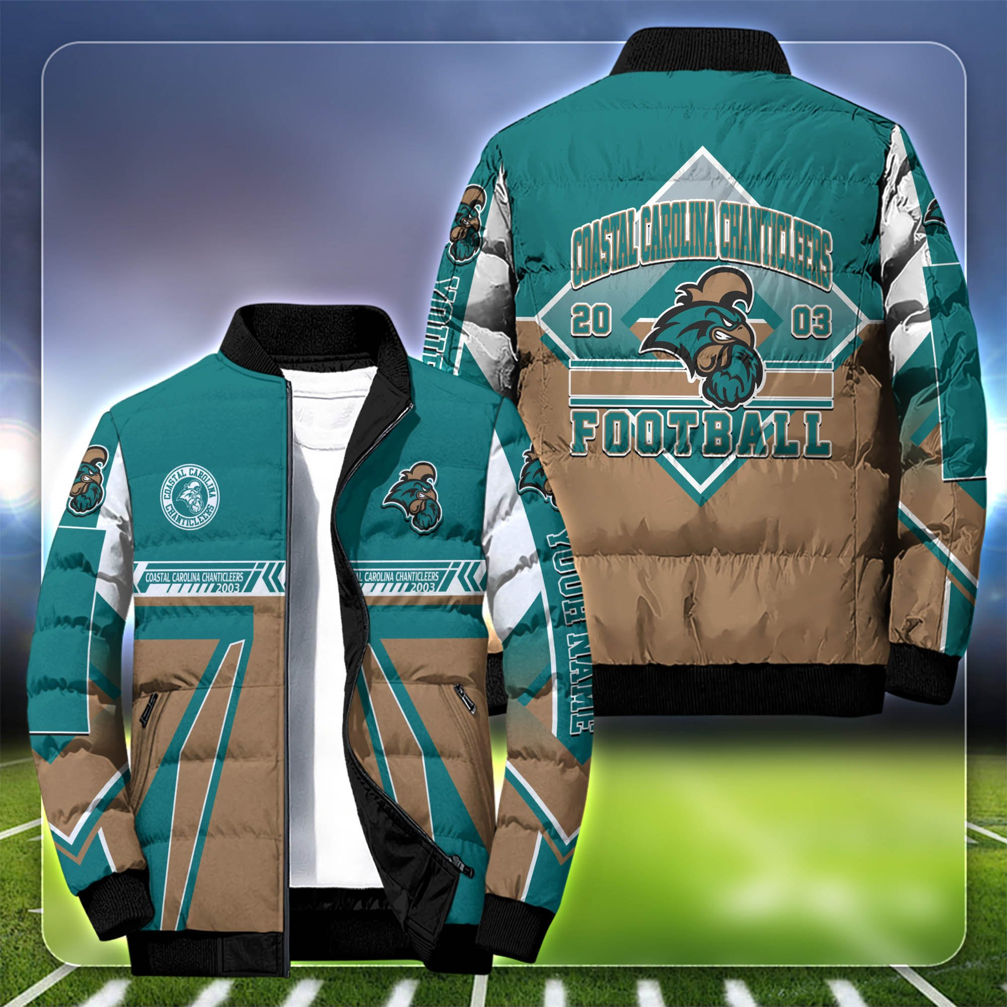 Coastal Carolina Chanticleers Personalized Outdoor Coat Puffer Jacket