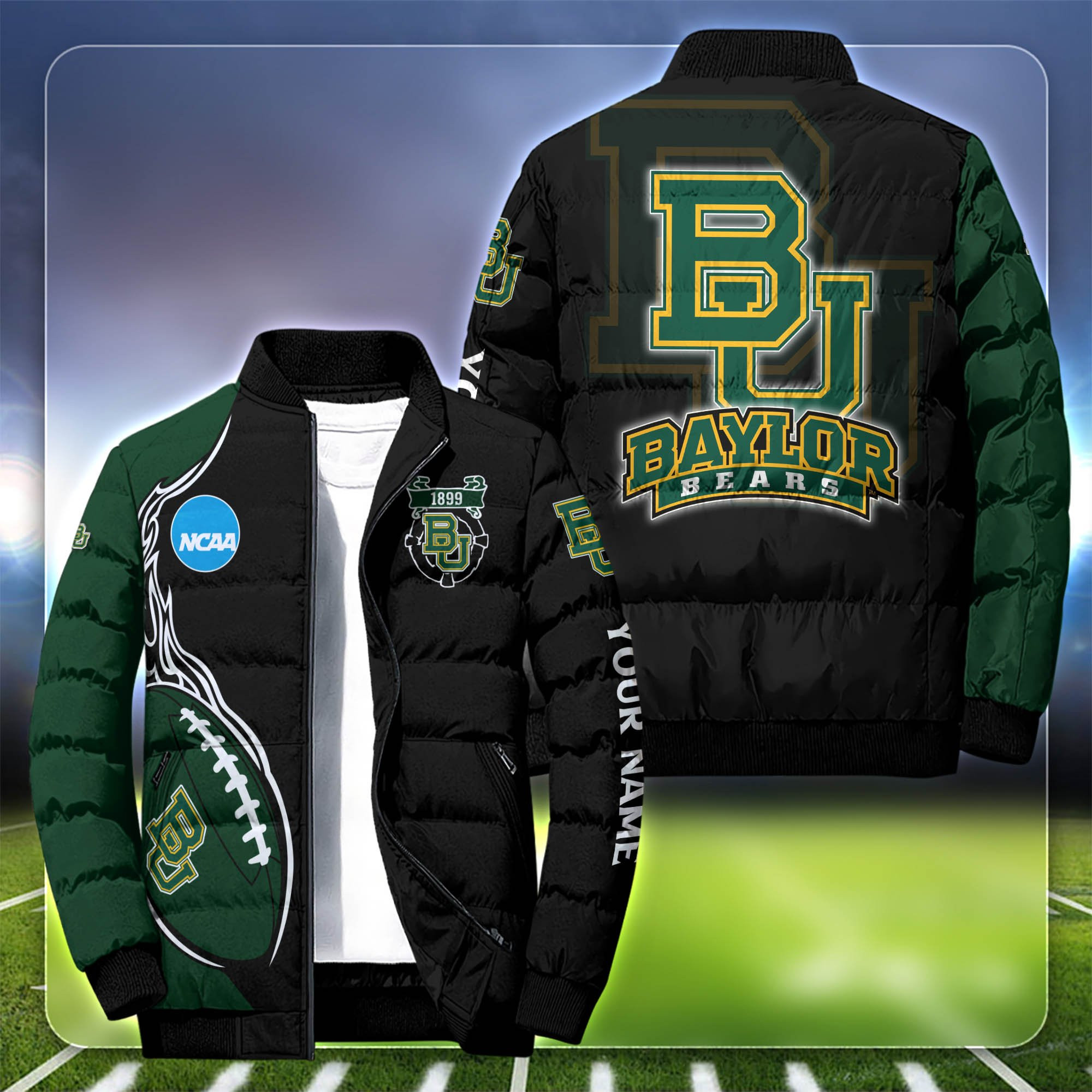 Baylor Bears Personalized Outdoor Coat Puffer Jacket
