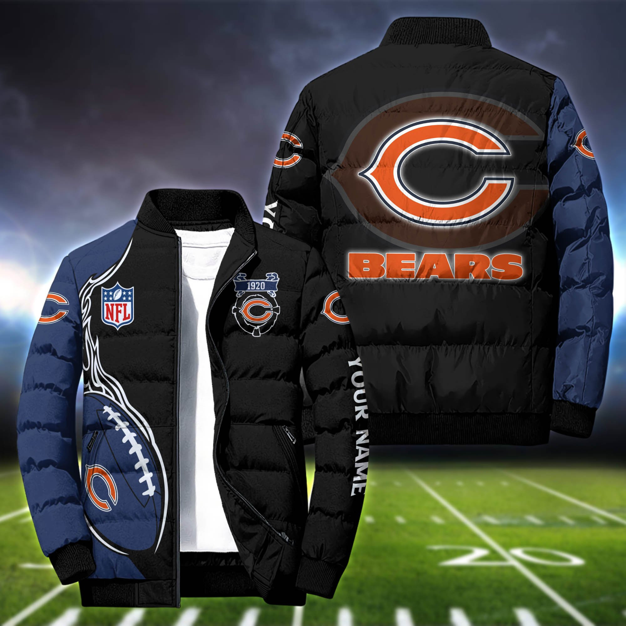 Chicago Bears Personalized Outdoor Coat Puffer Jacket