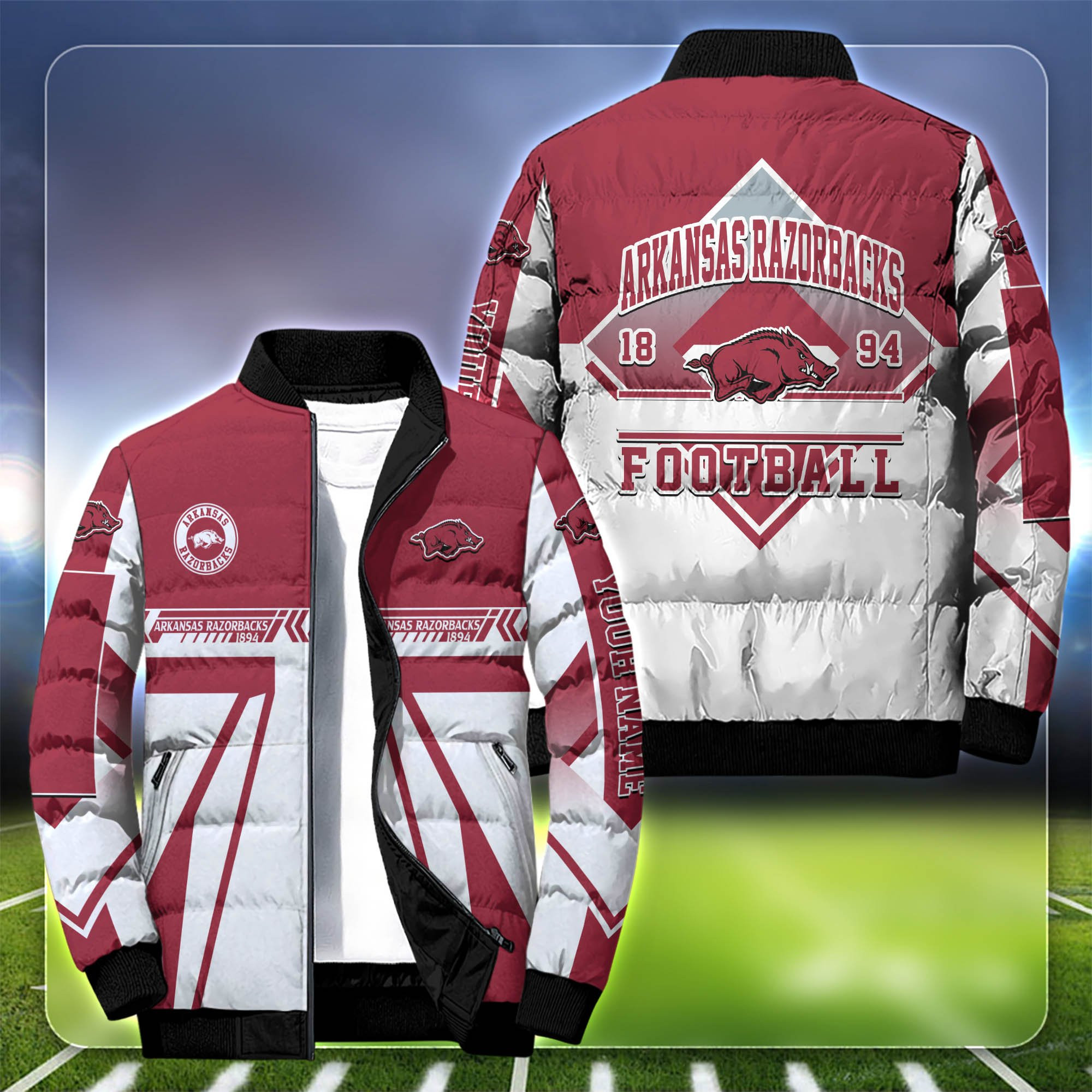 Arkansas Razorbacks Personalized Outdoor Coat Puffer Jacket