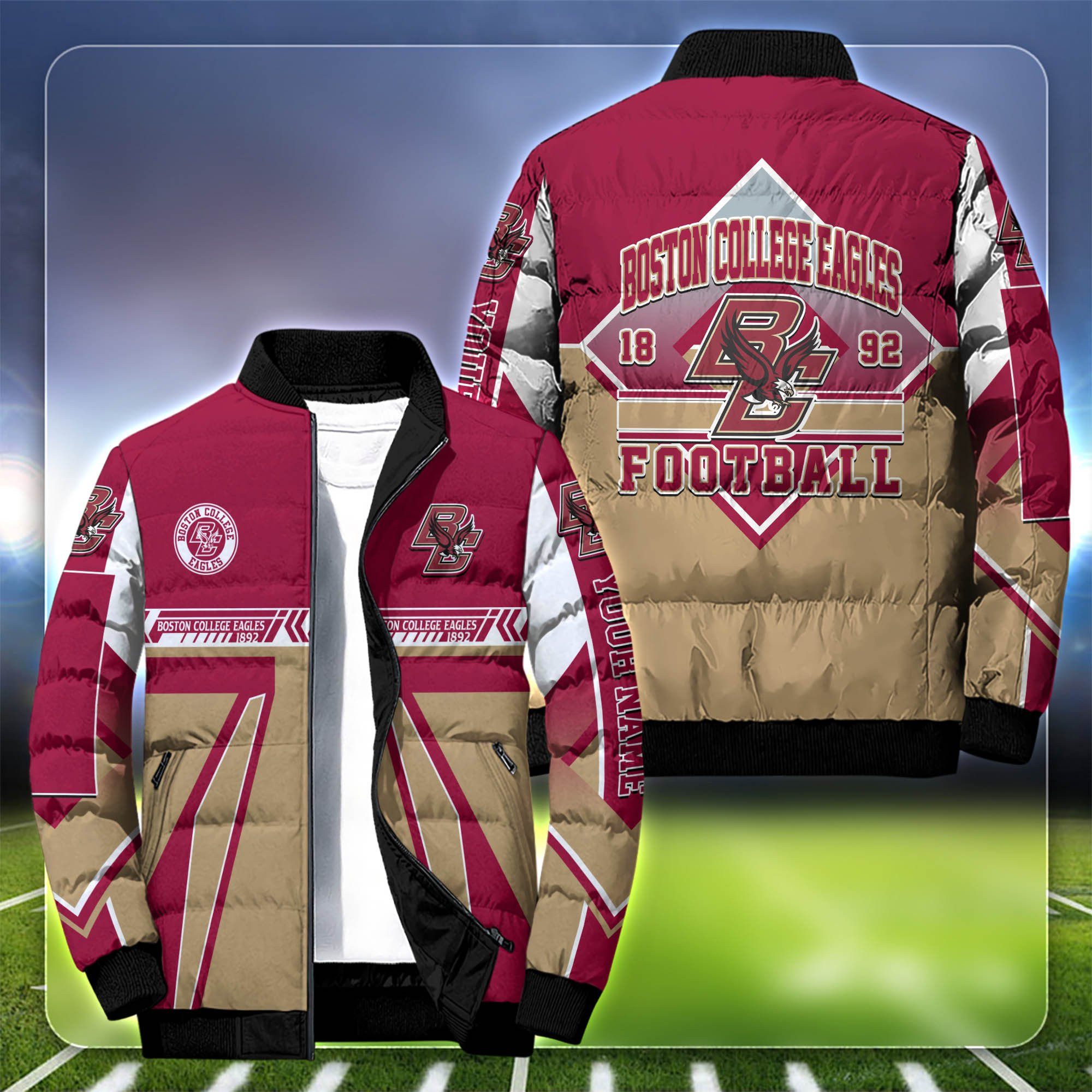 Boston College Eagles Personalized Outdoor Coat Puffer Jacket