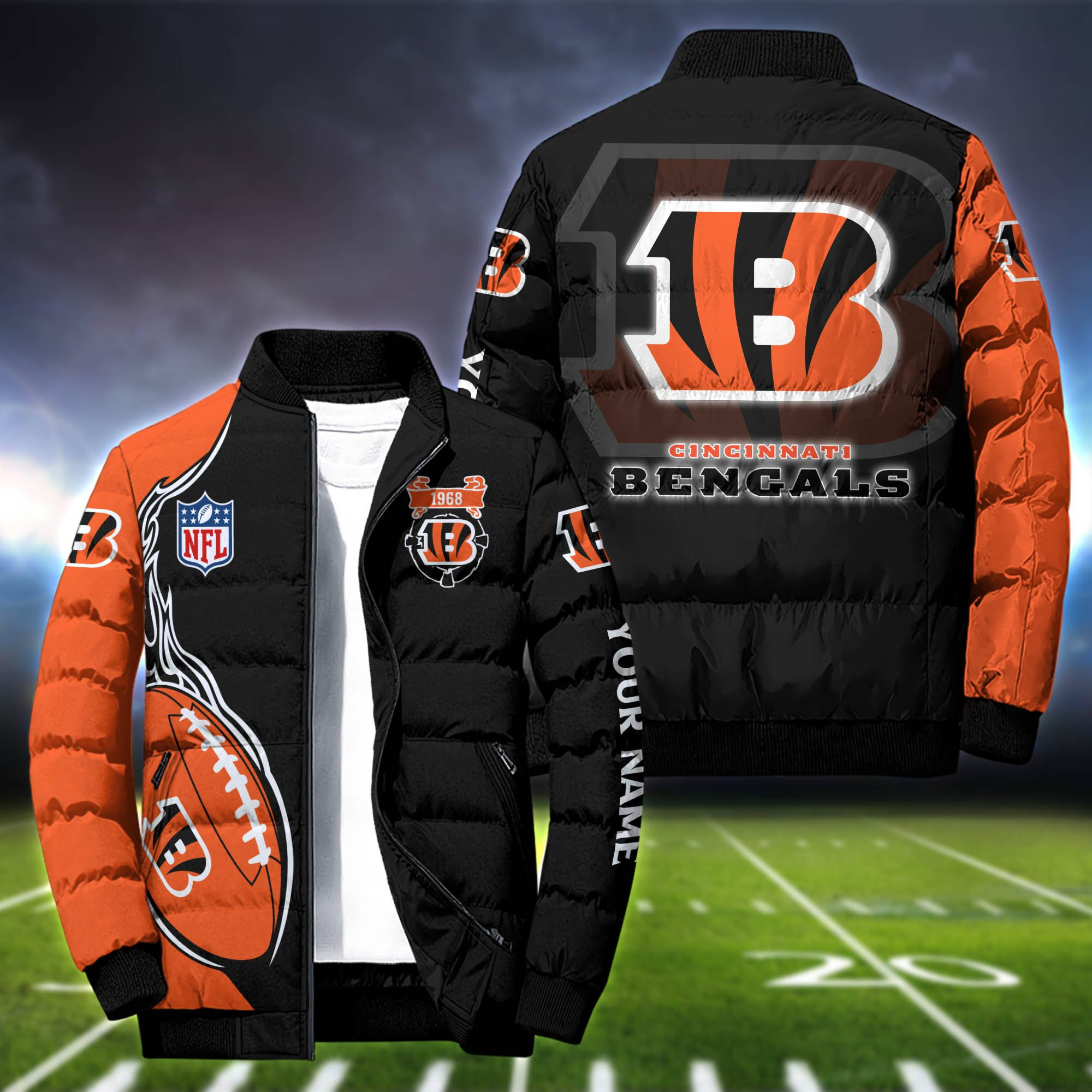 Cincinnati Bengals Personalized Outdoor Coat Puffer Jacket