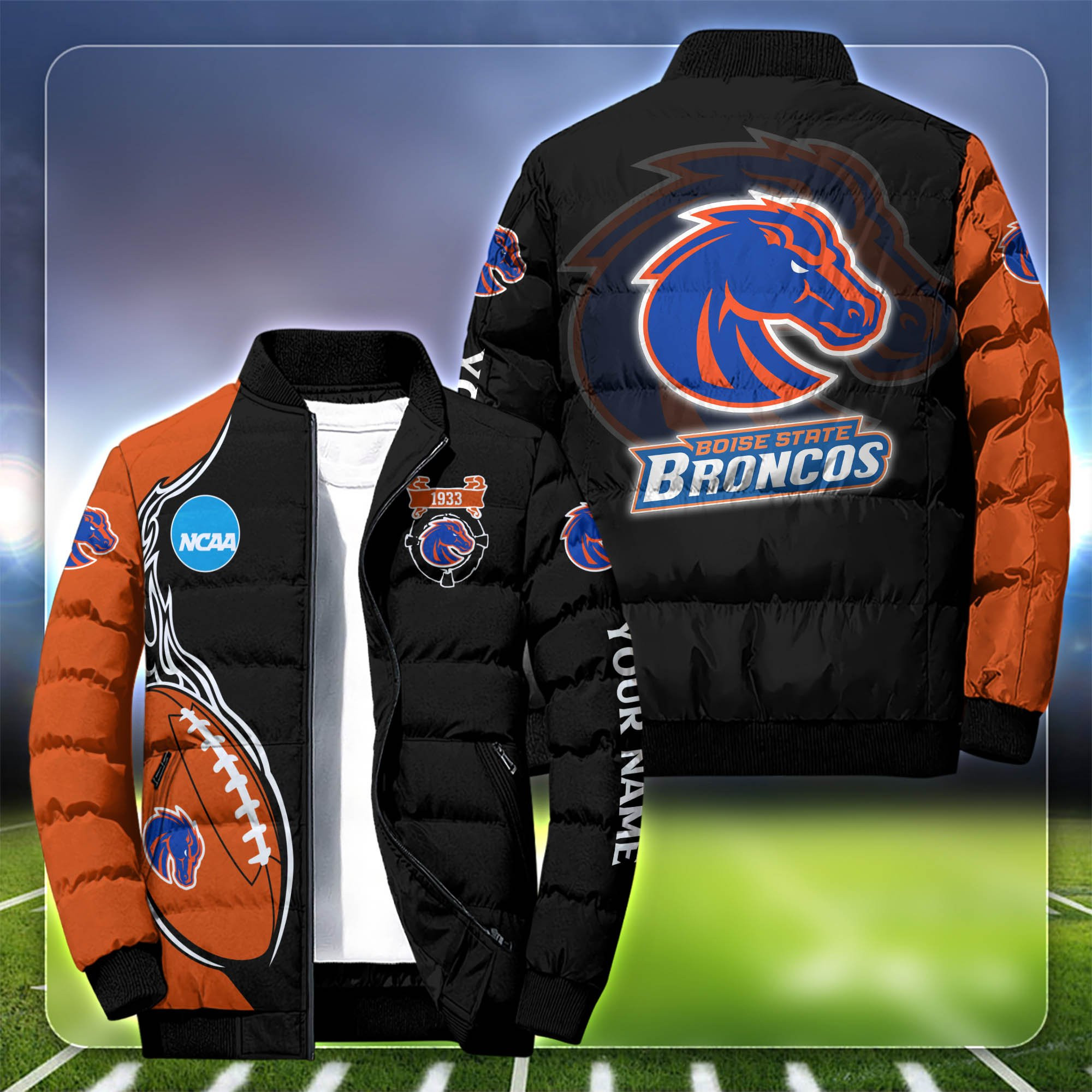 Boise State Broncos Personalized Outdoor Coat Puffer Jacket