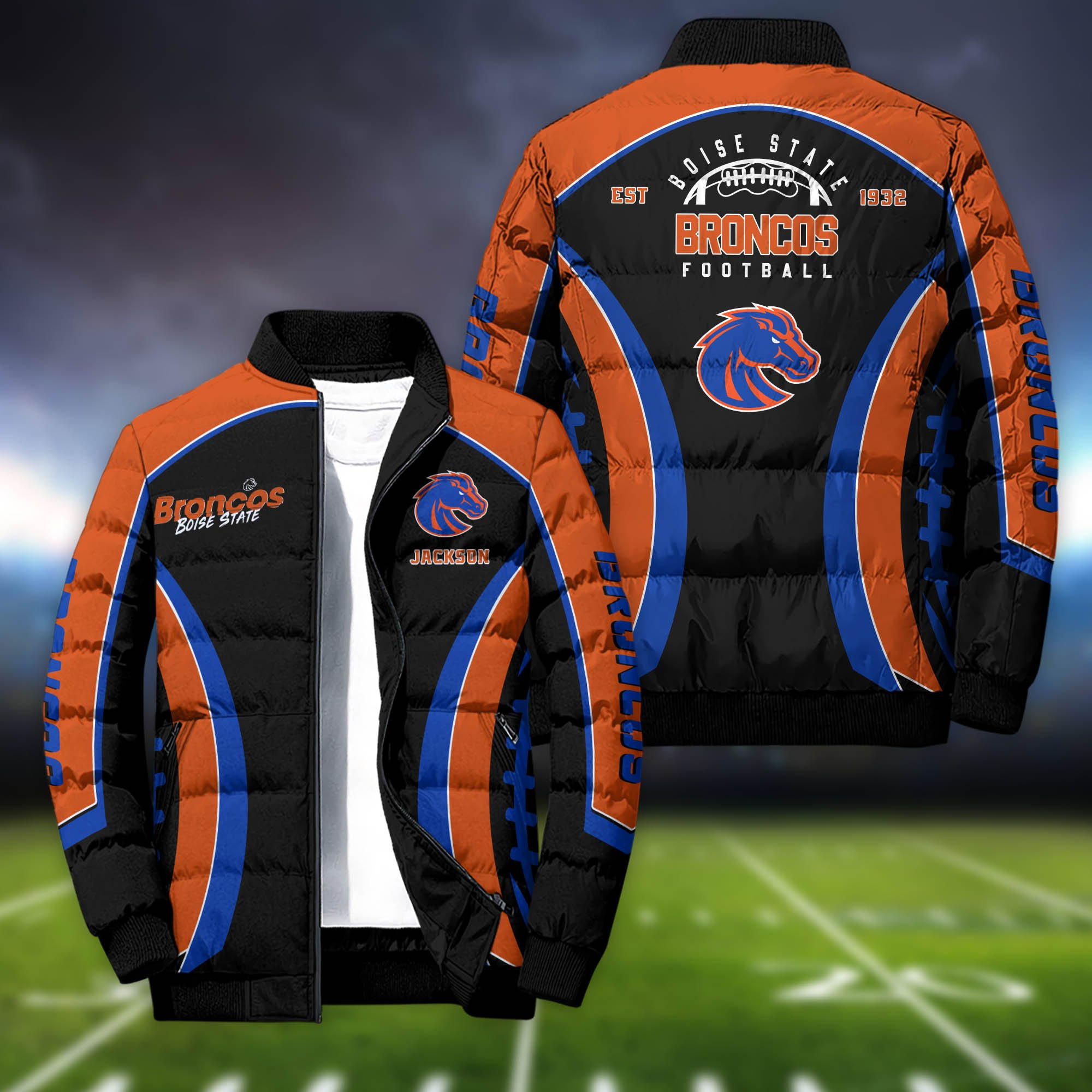 Boise State Broncos Personalized Outdoor Coat Puffer Jacket