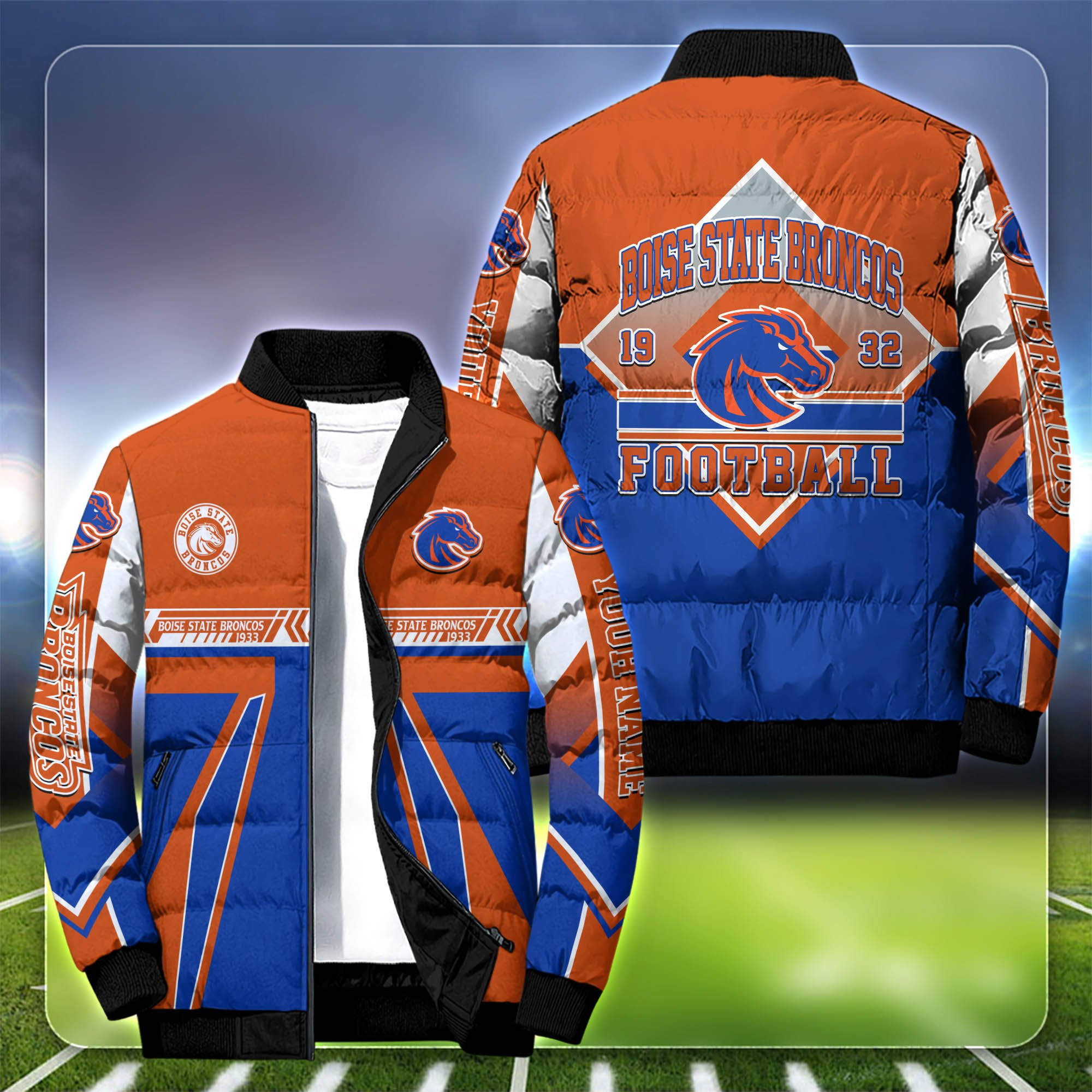 Boise State Broncos Personalized Outdoor Coat Puffer Jacket