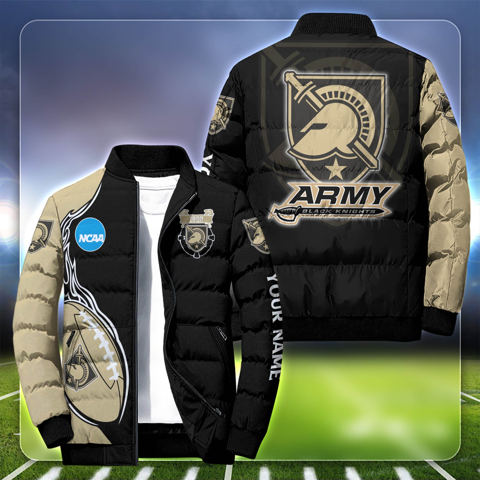 Army Black Knights Personalized Outdoor Coat Puffer Jacket
