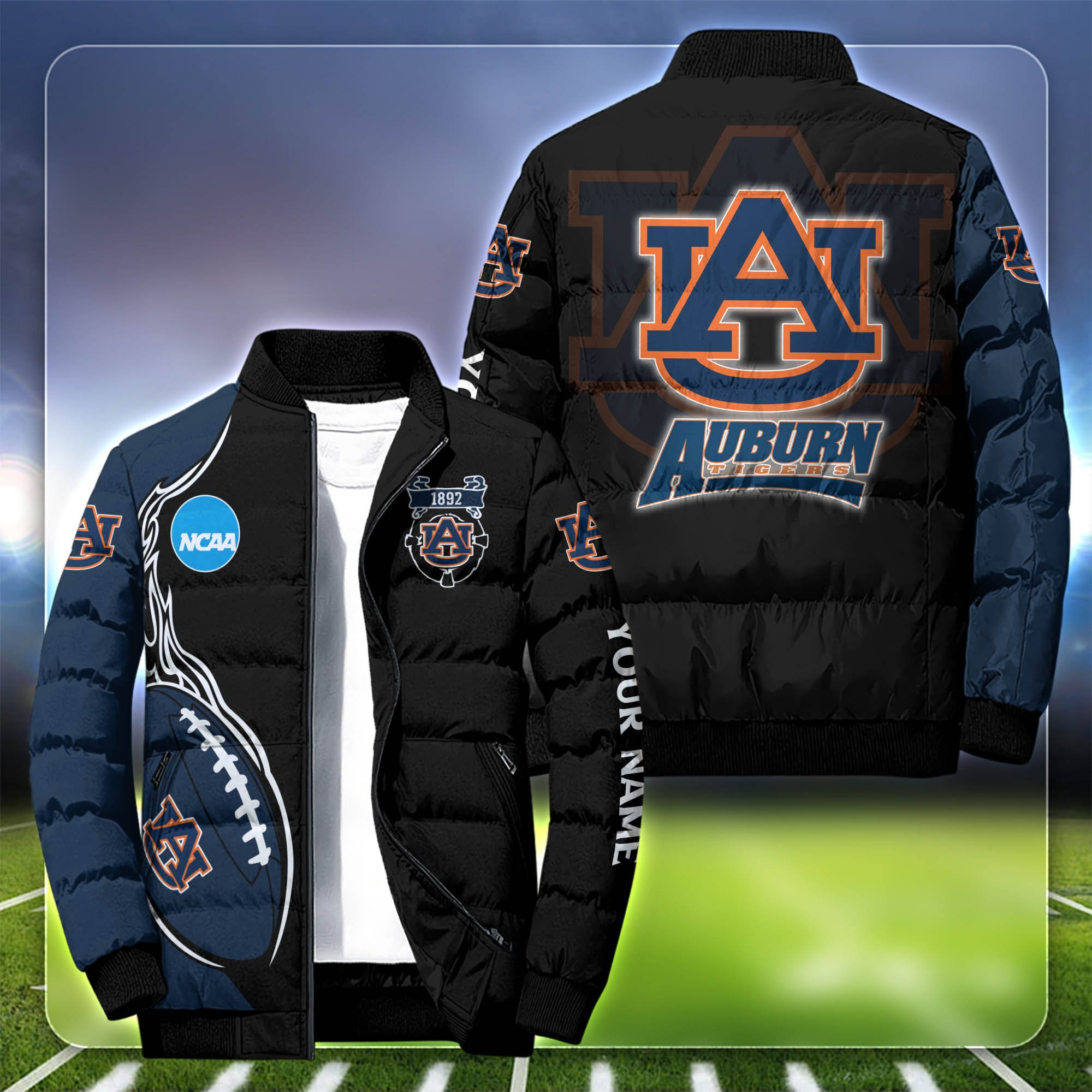 Auburn Tigers Personalized Outdoor Coat Puffer Jacket