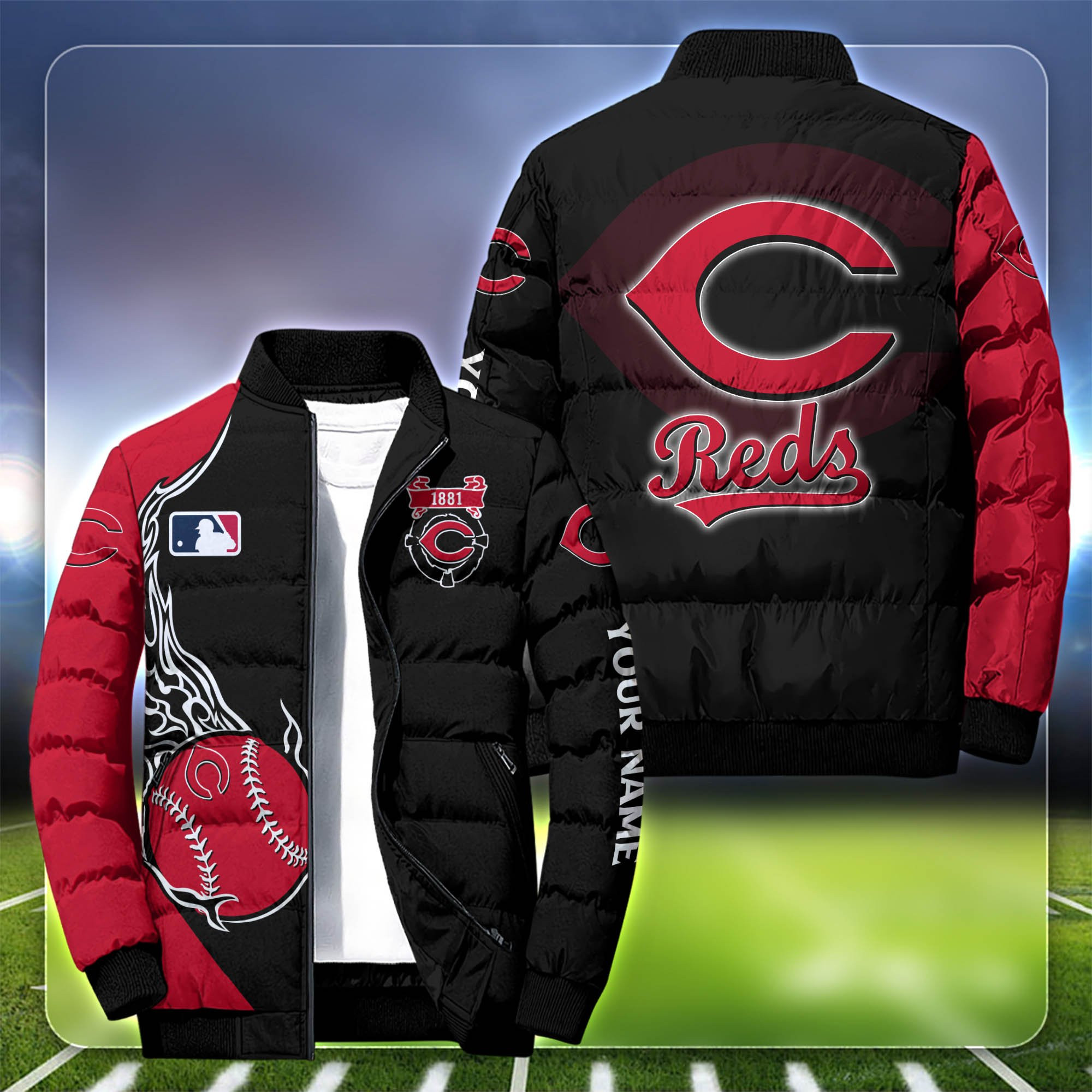 Cincinnati Reds Personalized Outdoor Coat Puffer Jacket