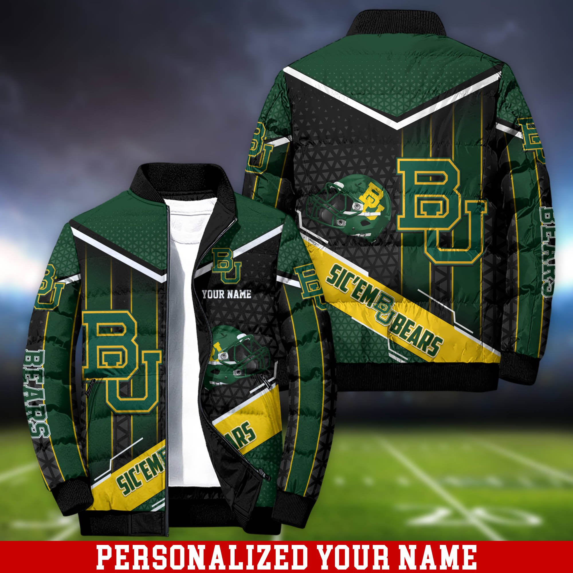 Baylor Bears Personalized Outdoor Coat Puffer Jacket