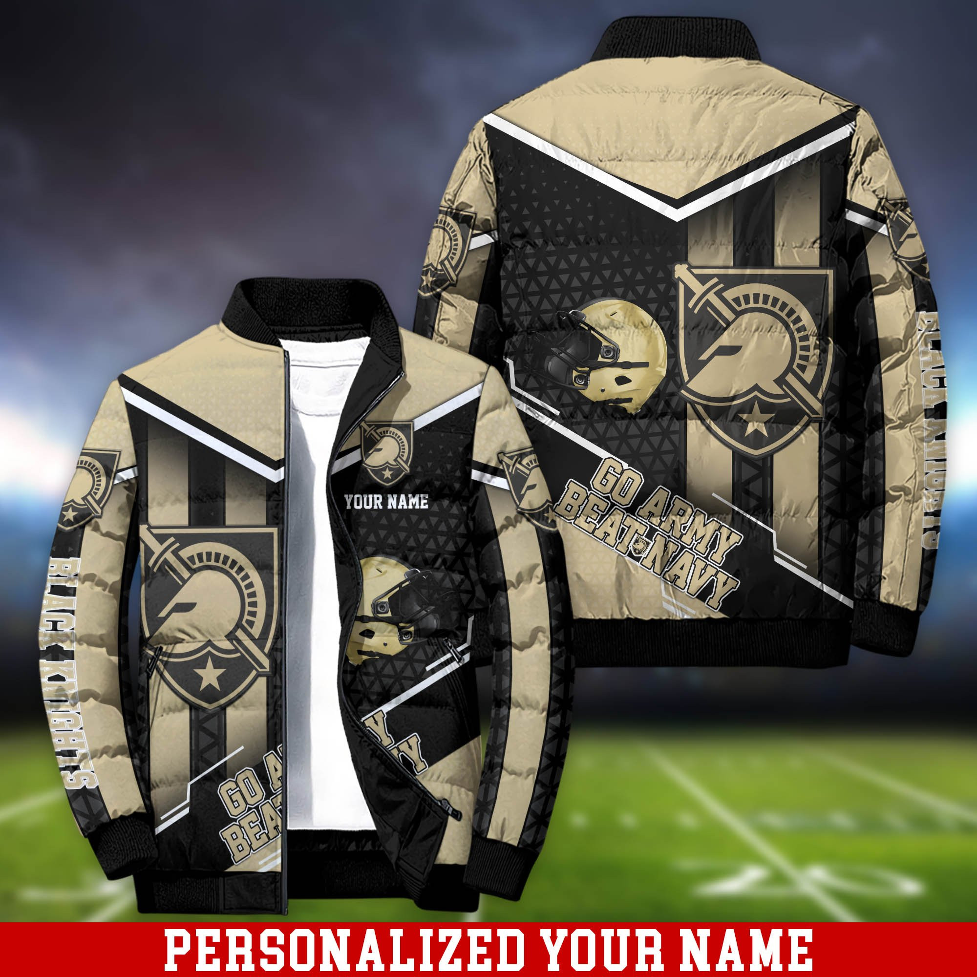 Army Black Knights Personalized Outdoor Coat Puffer Jacket