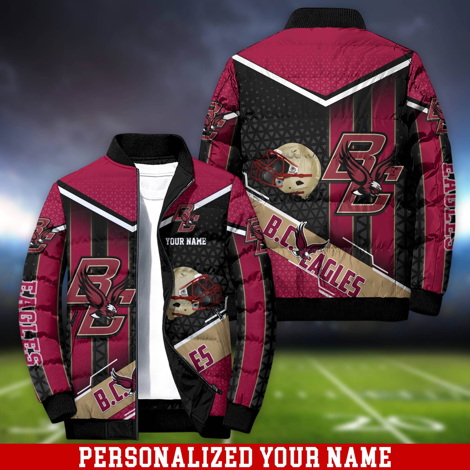 Boston College Eagles Personalized Outdoor Coat Puffer Jacket